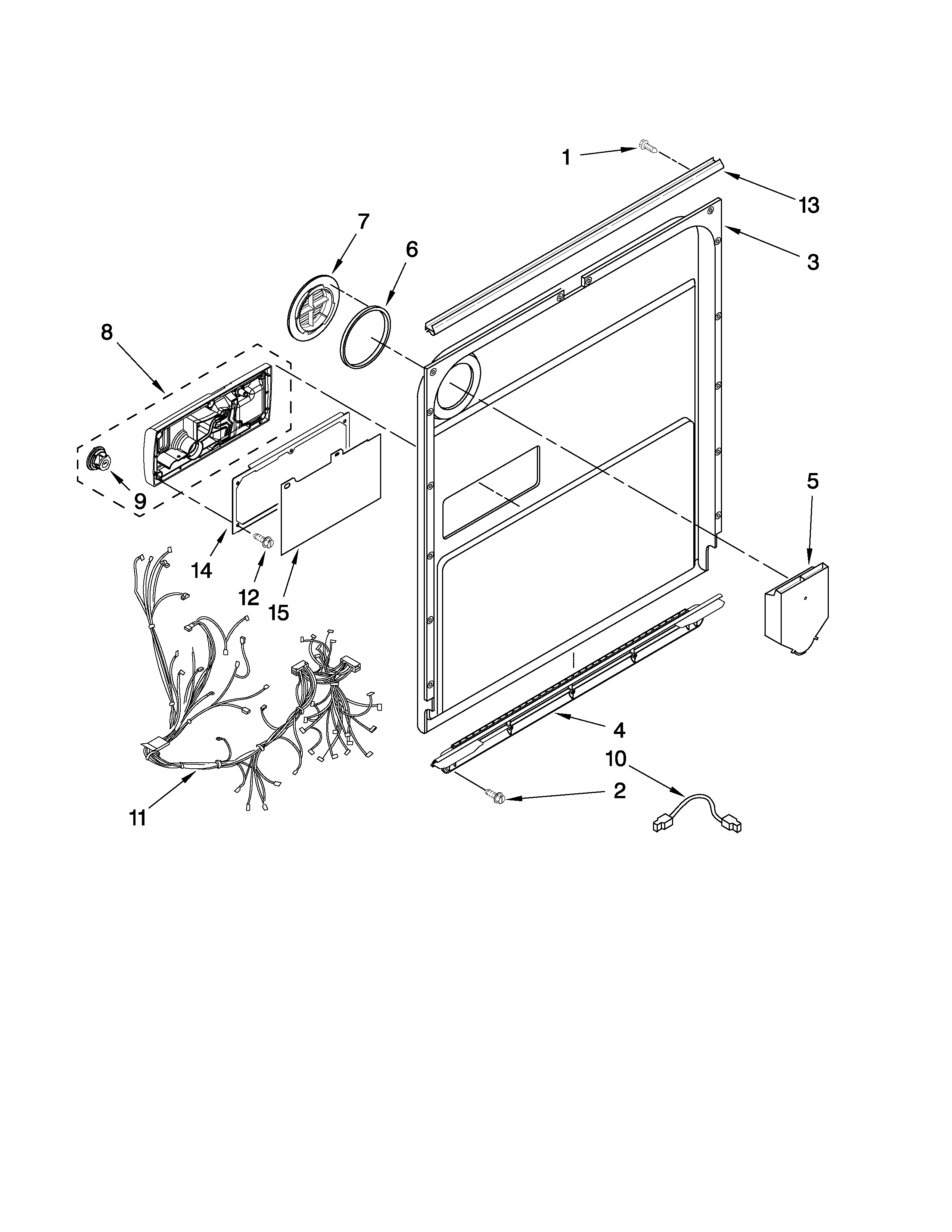 KitchenAid KUDT03FTWH1 door and latch parts diagram
