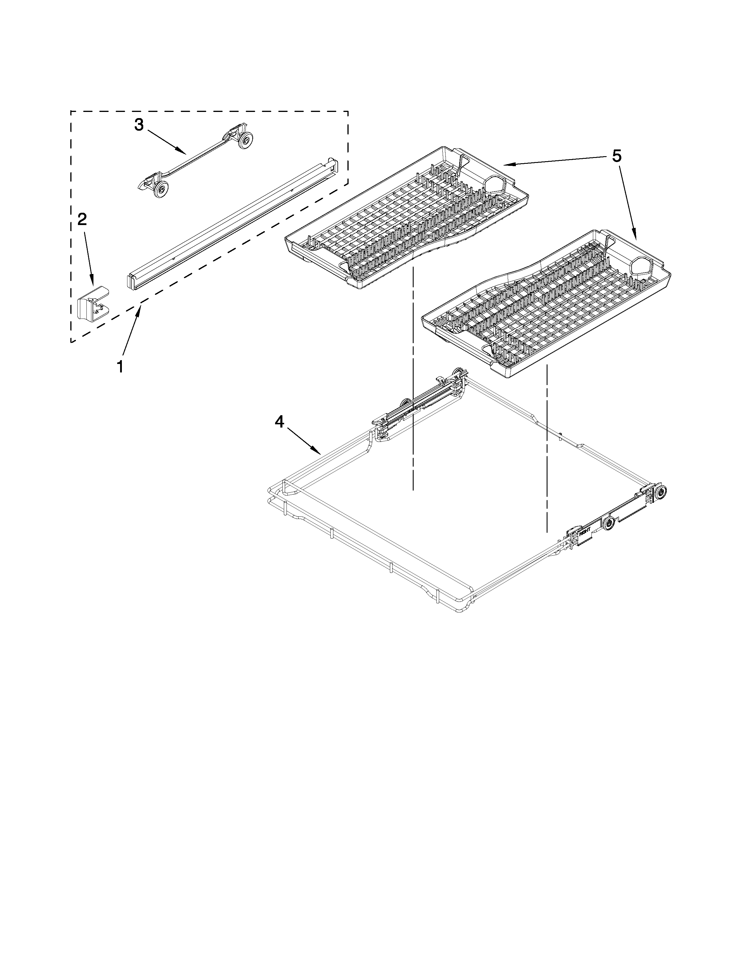 KitchenAid KUDT03FTWH1 third level rack and track parts diagram