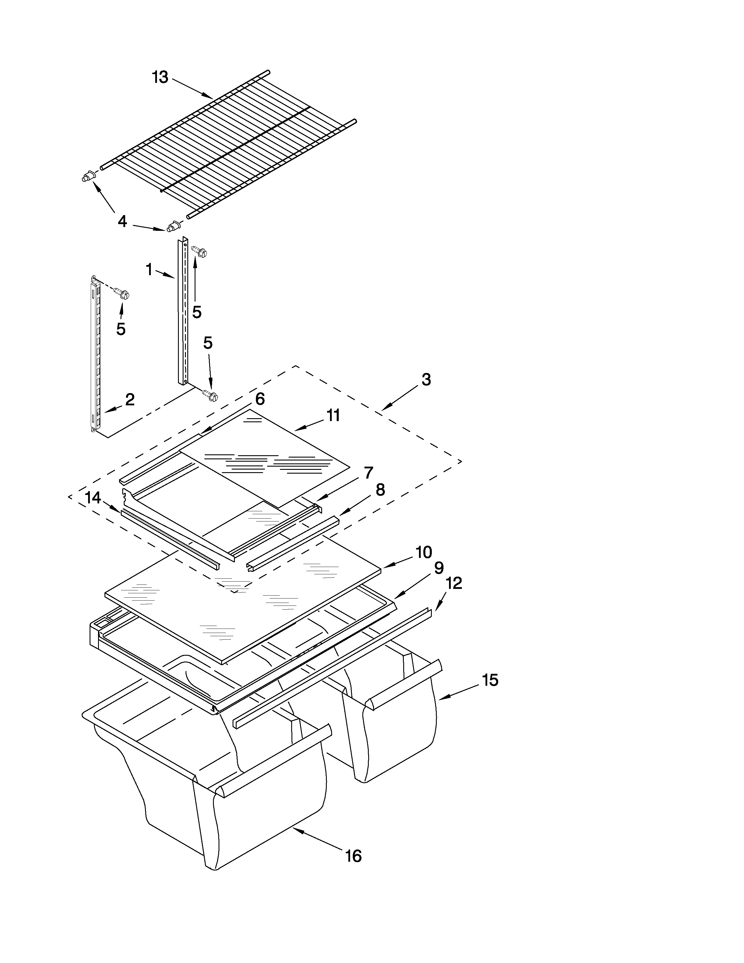 Gladiator GARF19XXVK02 shelf parts diagram
