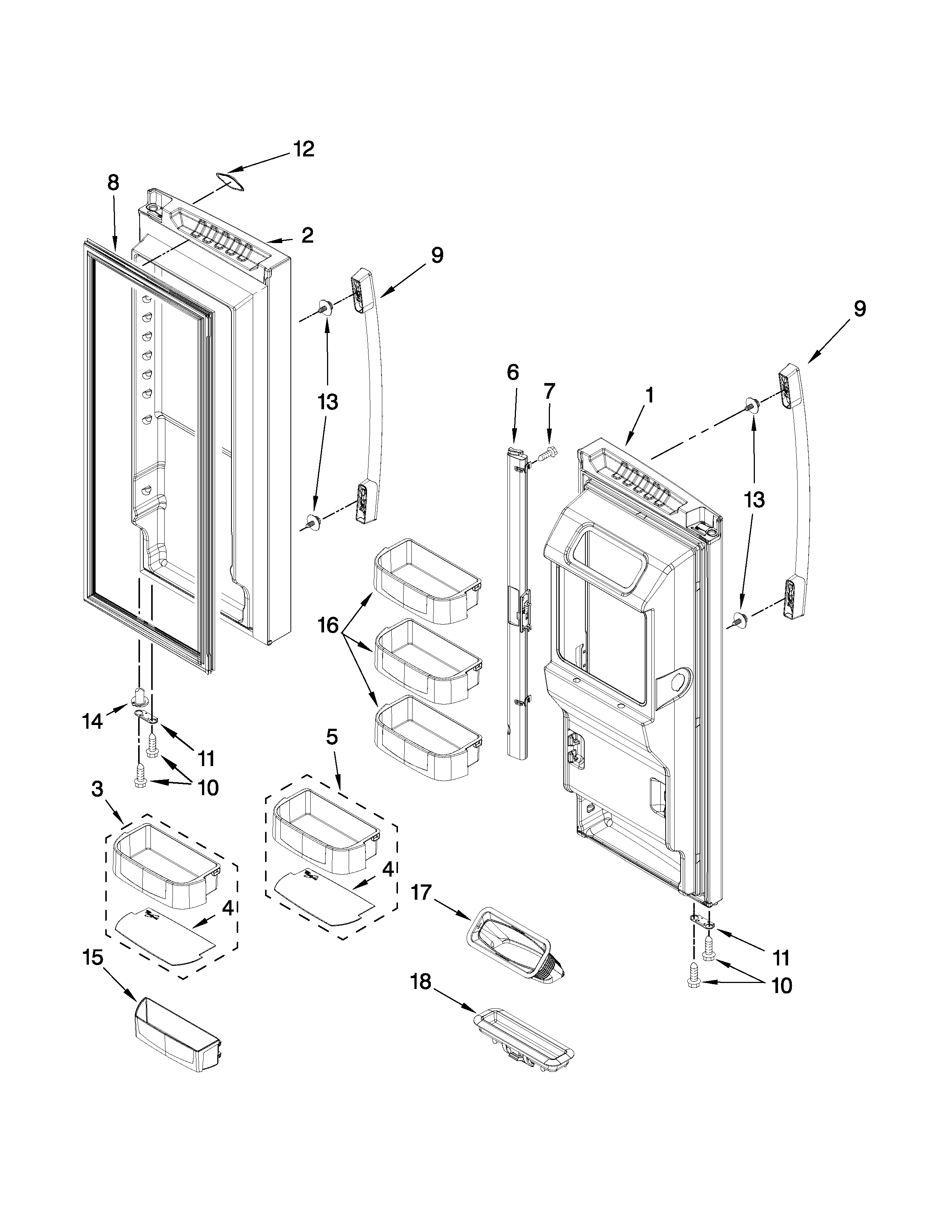 Whirlpool GI7FVCXWY01 refrigerator door parts diagram