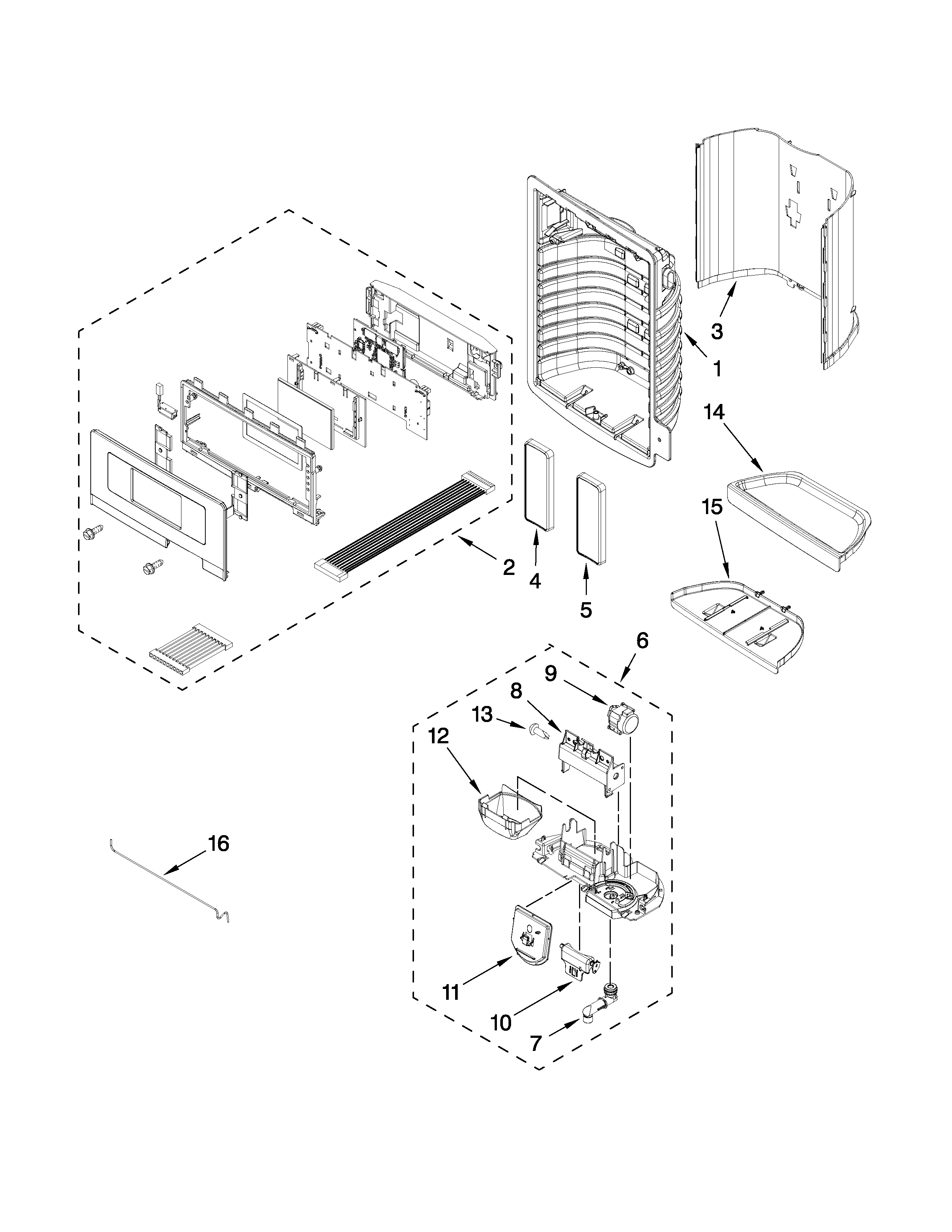 Whirlpool GI7FVCXWY01 dispenser front parts diagram