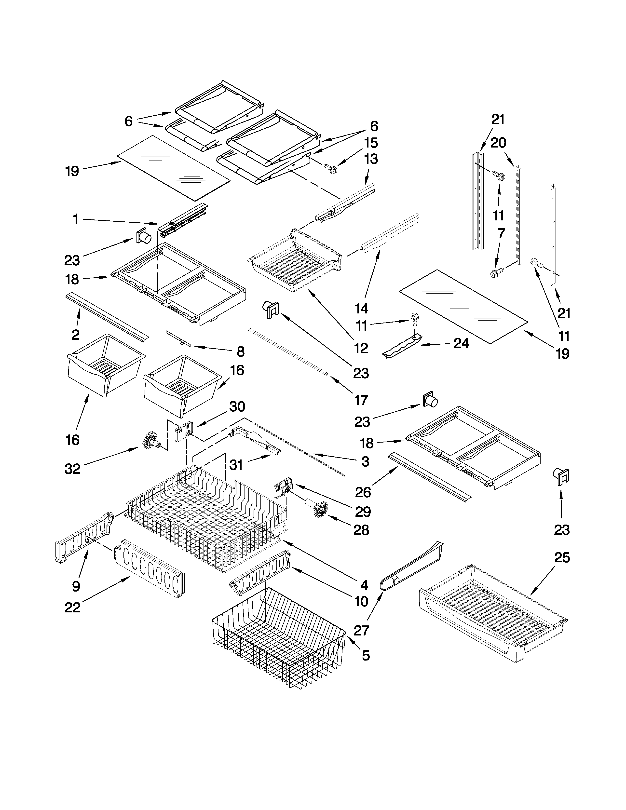 Whirlpool GX5SHDXVD01 shelf parts diagram