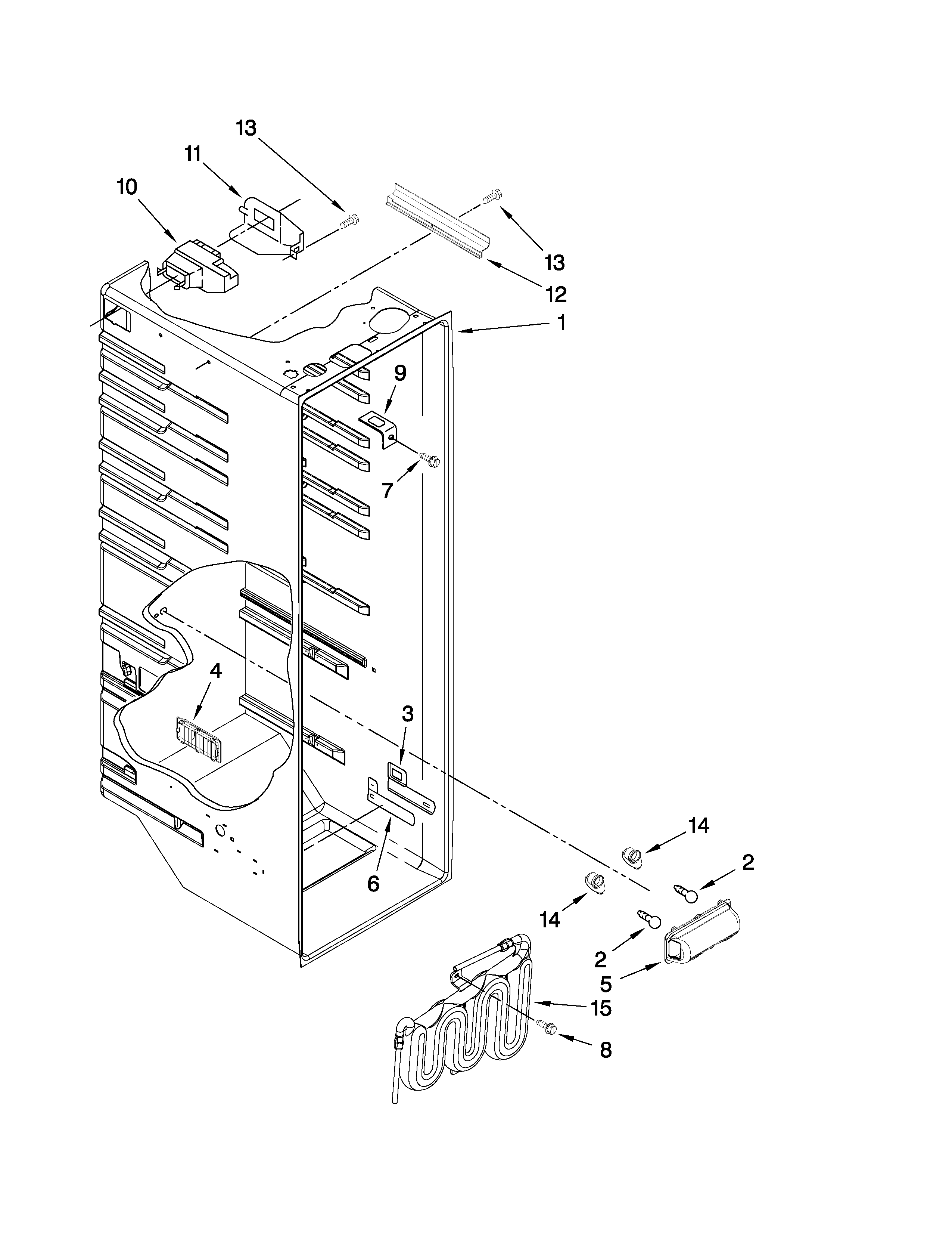 Whirlpool BRS62BBBNA00 refrigerator liner parts diagram