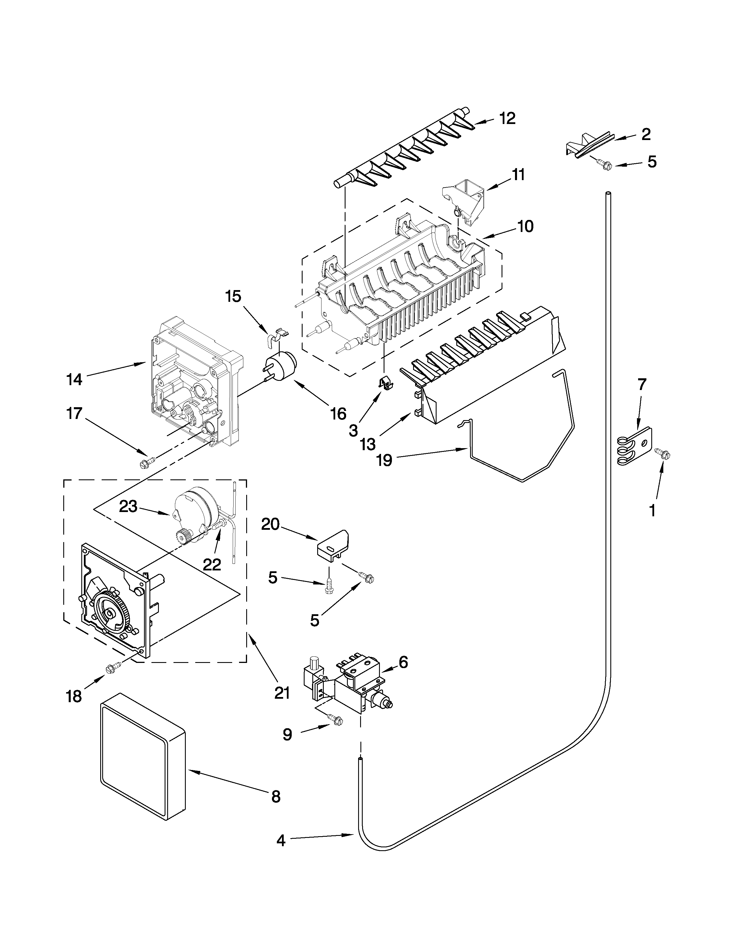 Whirlpool BRS62BBBNA00 icemaker parts diagram