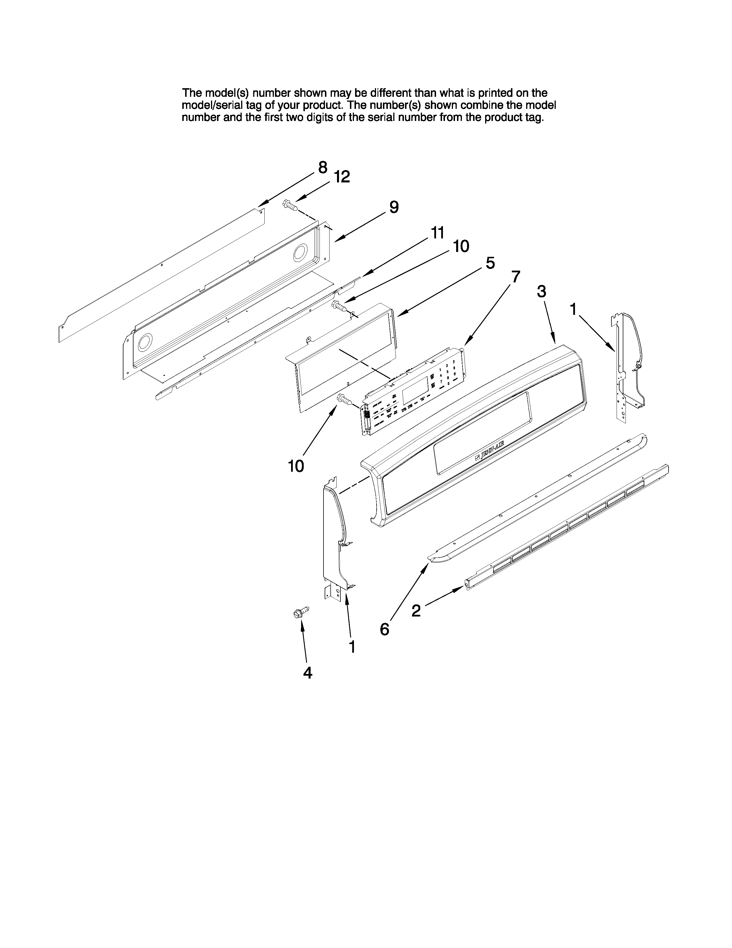 Jenn-Air JGR8890ADP21 control panel parts diagram