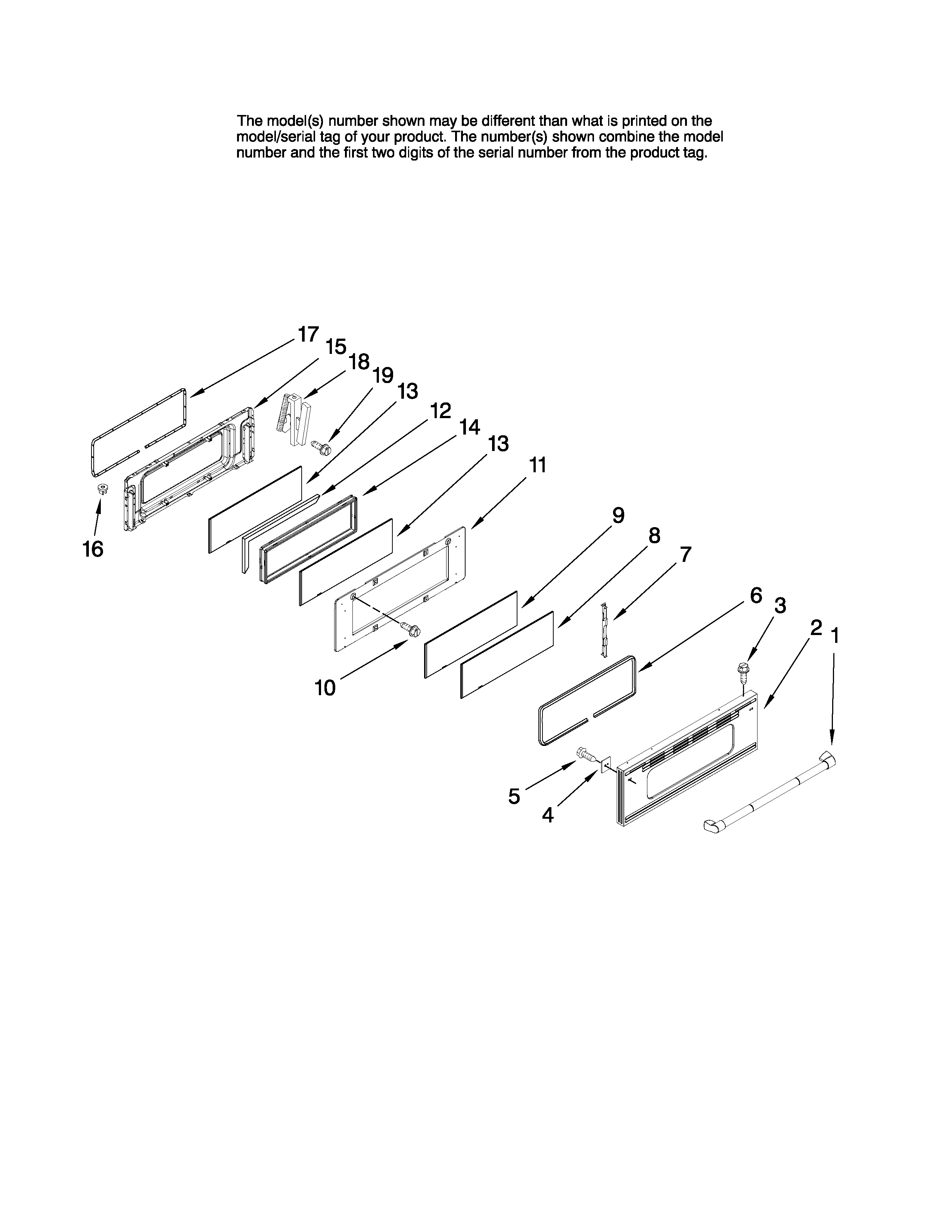 Jenn-Air JGR8890ADP21 upper door parts diagram