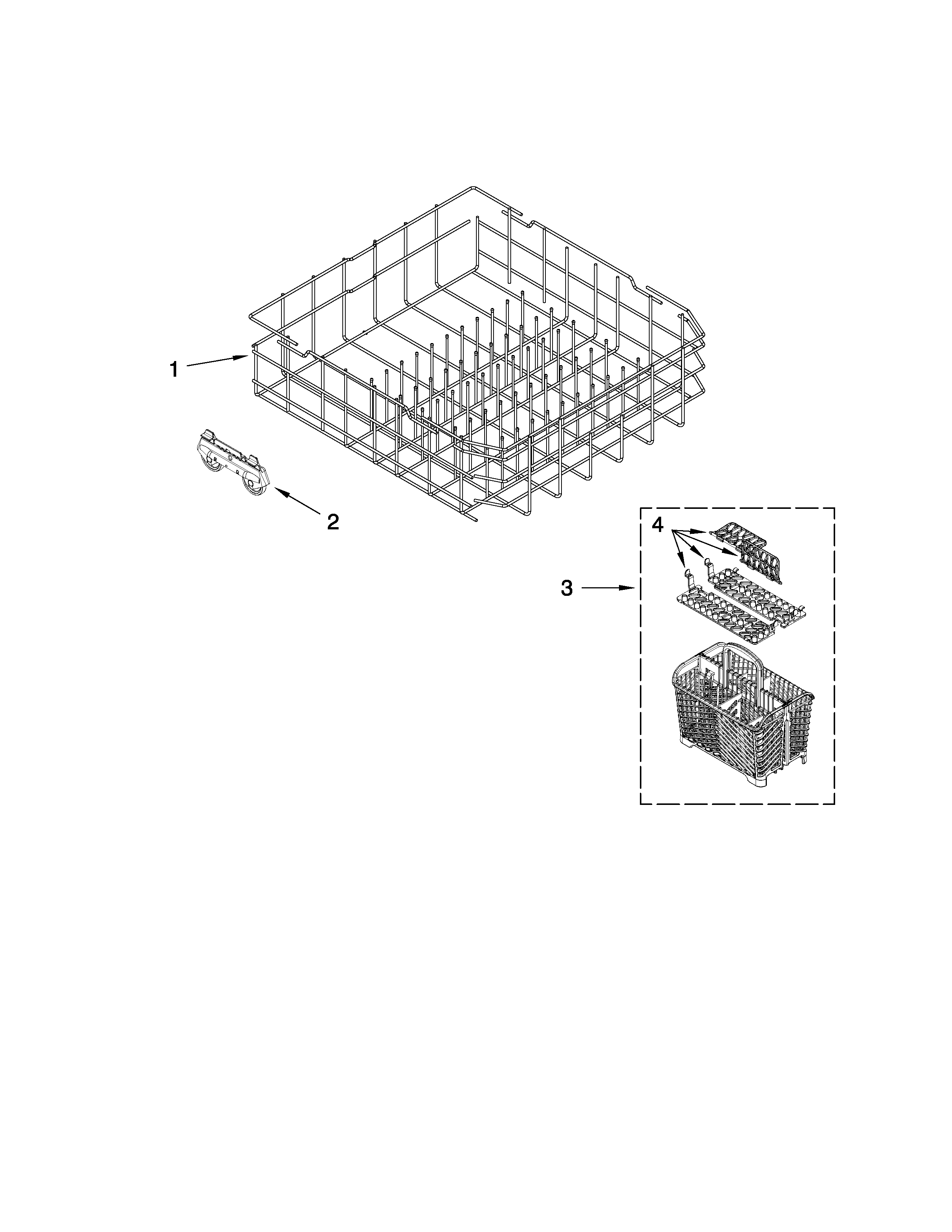 Maytag MDBH979AWS2 lower rack parts diagram