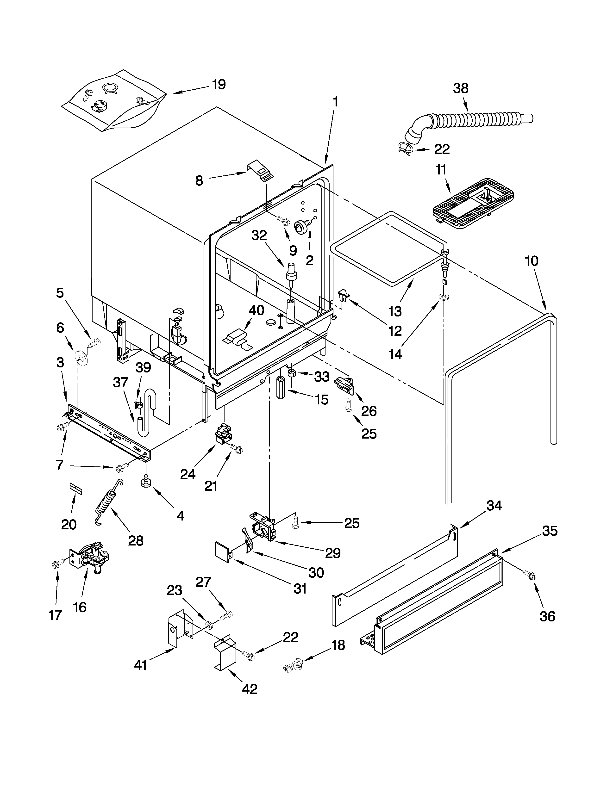 Roper RUD4000SB0 tub assembly parts diagram