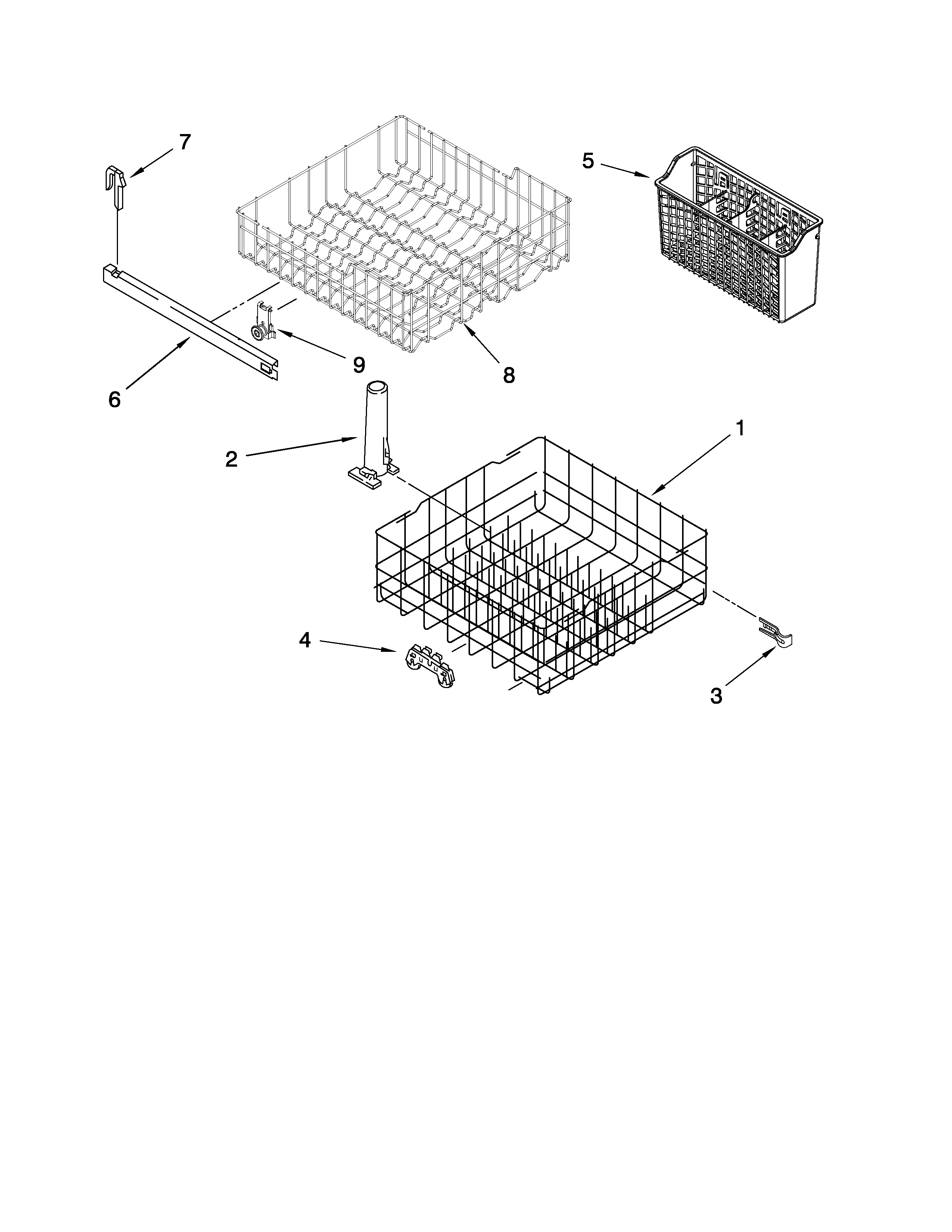 Roper RUD4000SB0 dishrack parts diagram