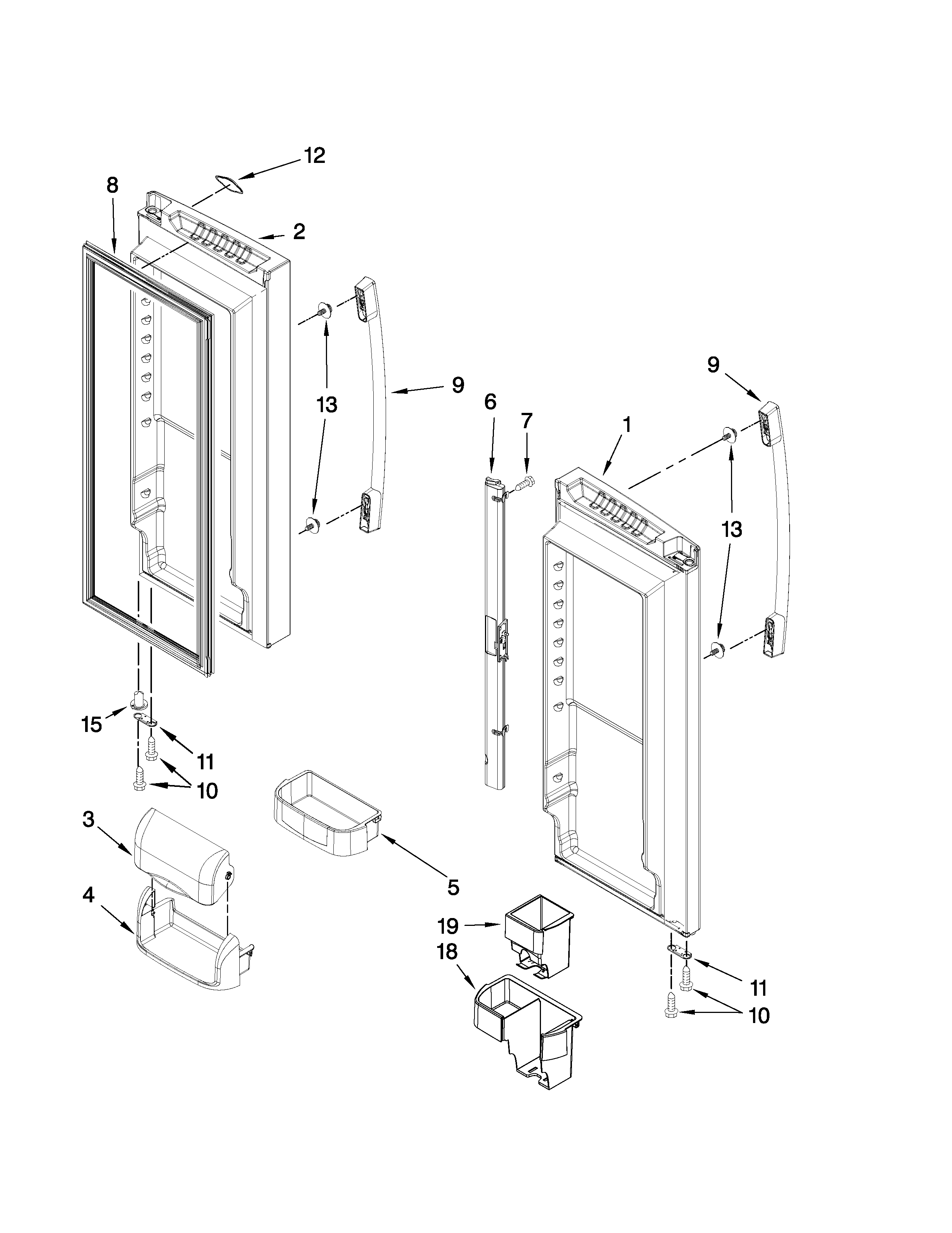 Whirlpool GX5FHTXVQ01 refrigerator door parts diagram