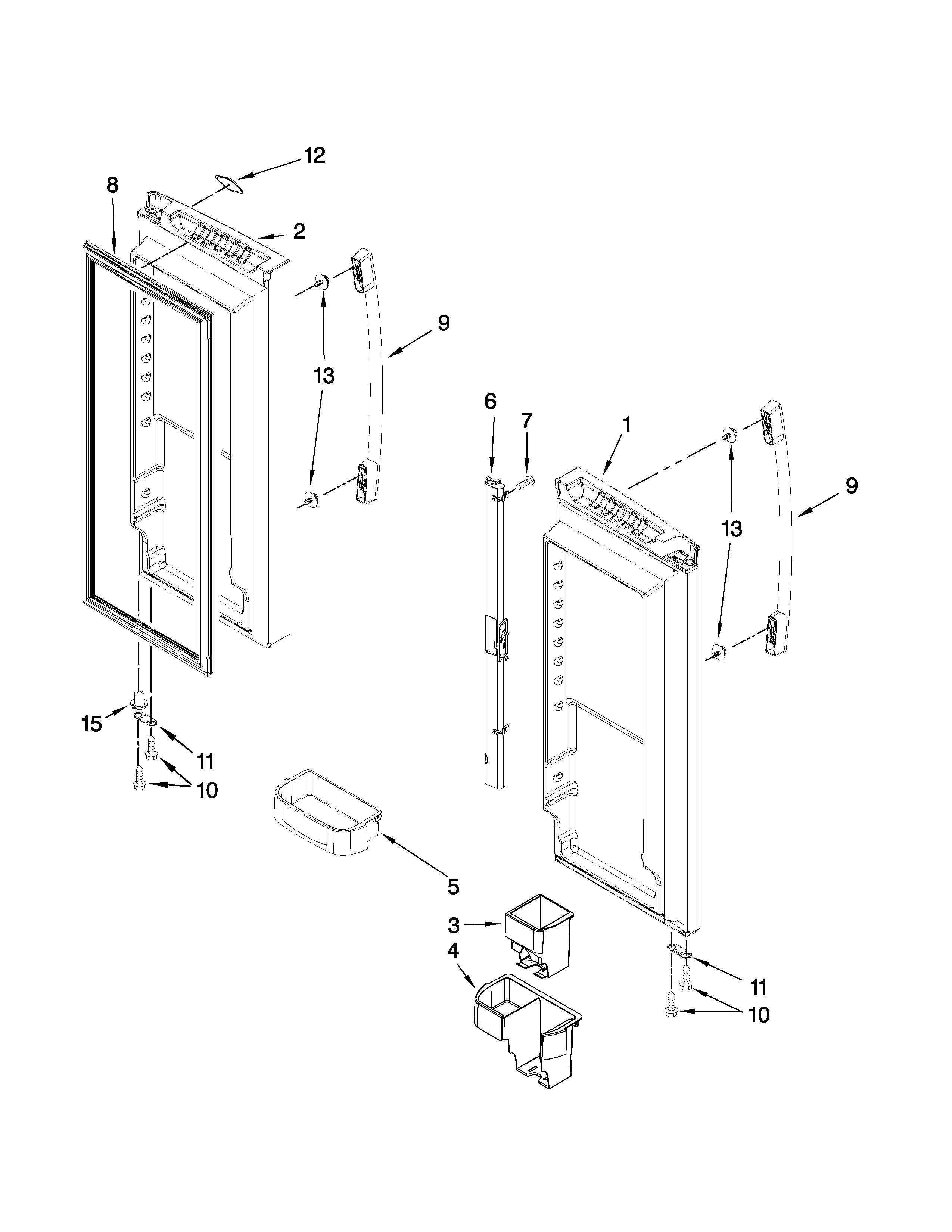 Whirlpool GX5SHTXVQ01 refrigerator door parts diagram