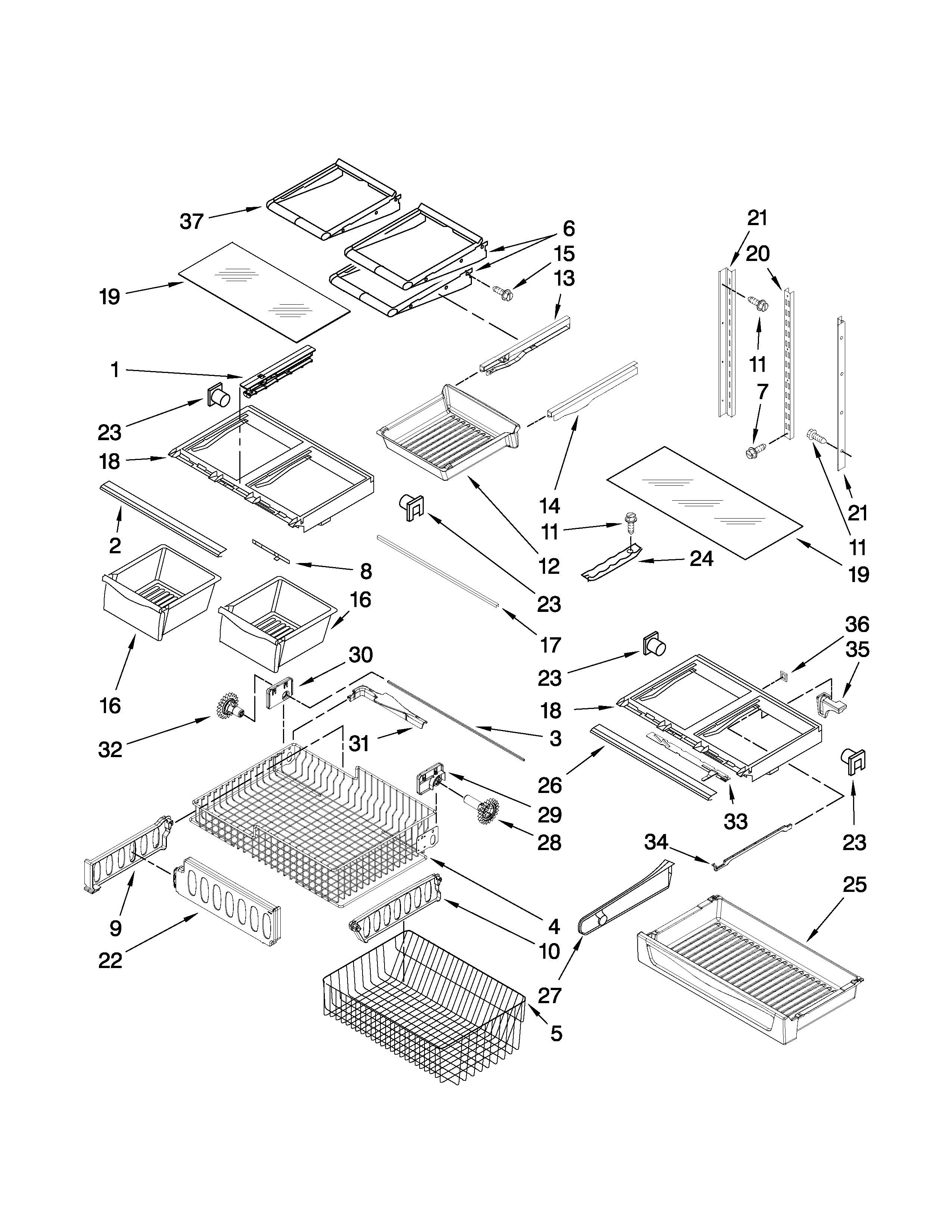 Whirlpool GX5SHTXVQ01 shelf parts diagram
