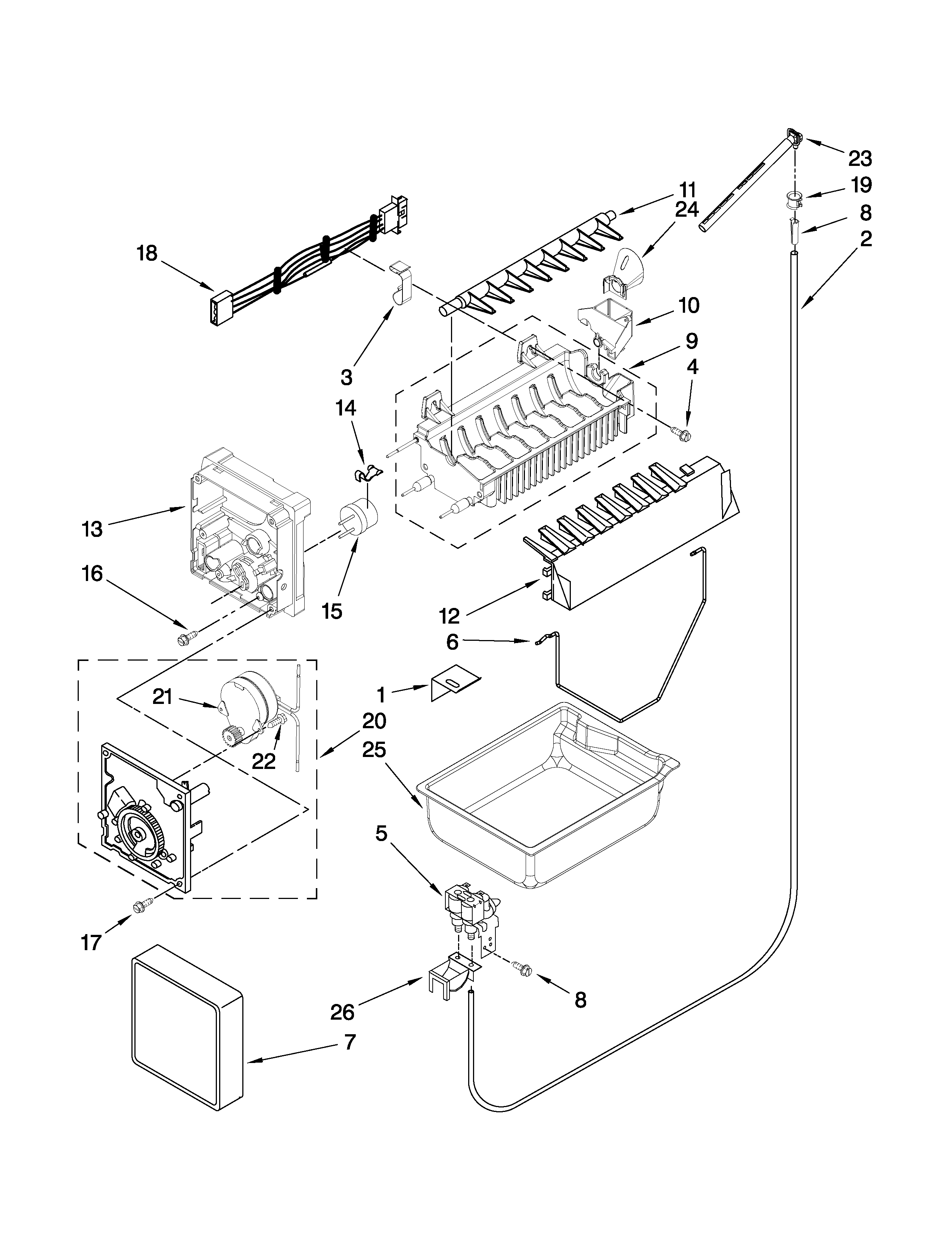 Whirlpool GX5SHTXVQ01 icemaker parts diagram