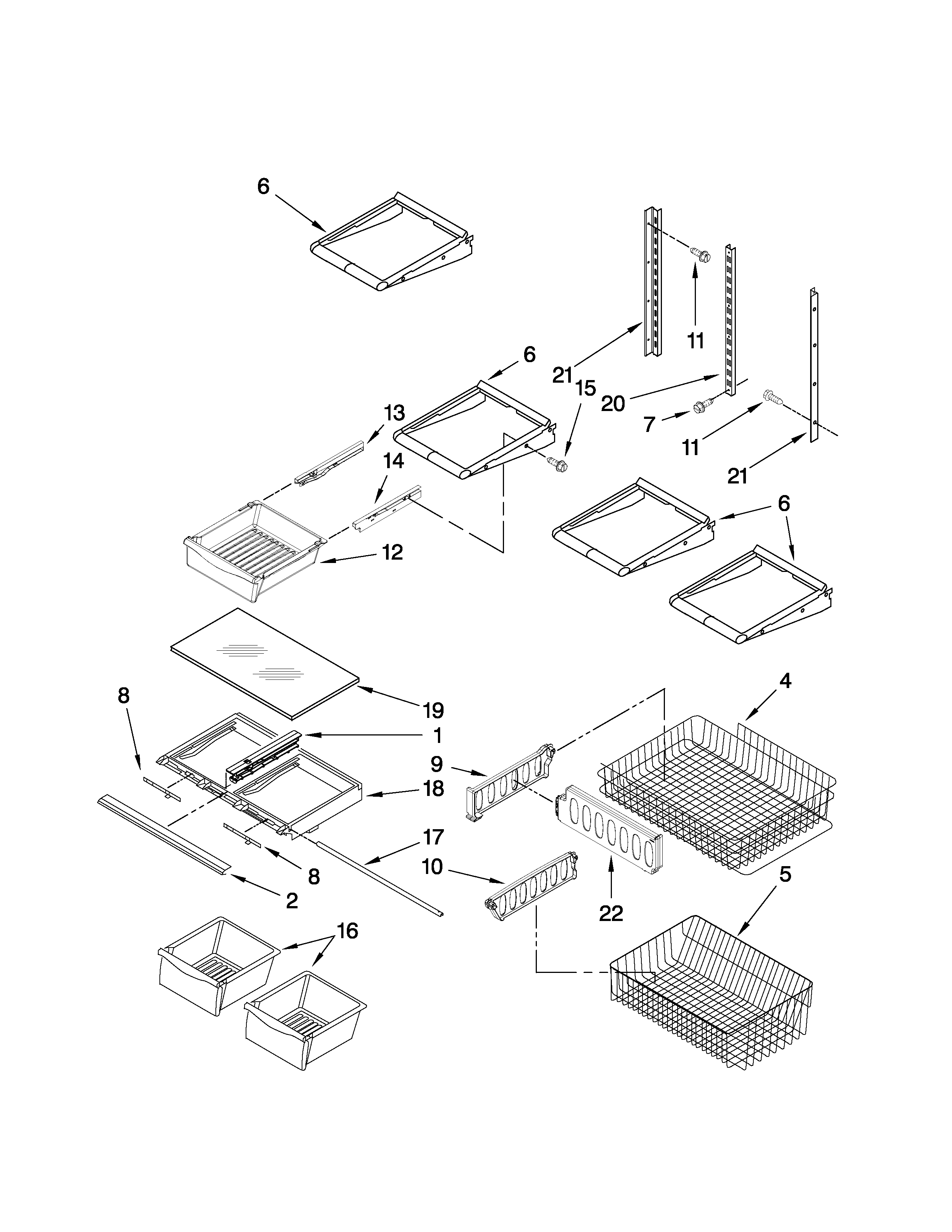Whirlpool GB2FHDXWS00 shelf parts diagram