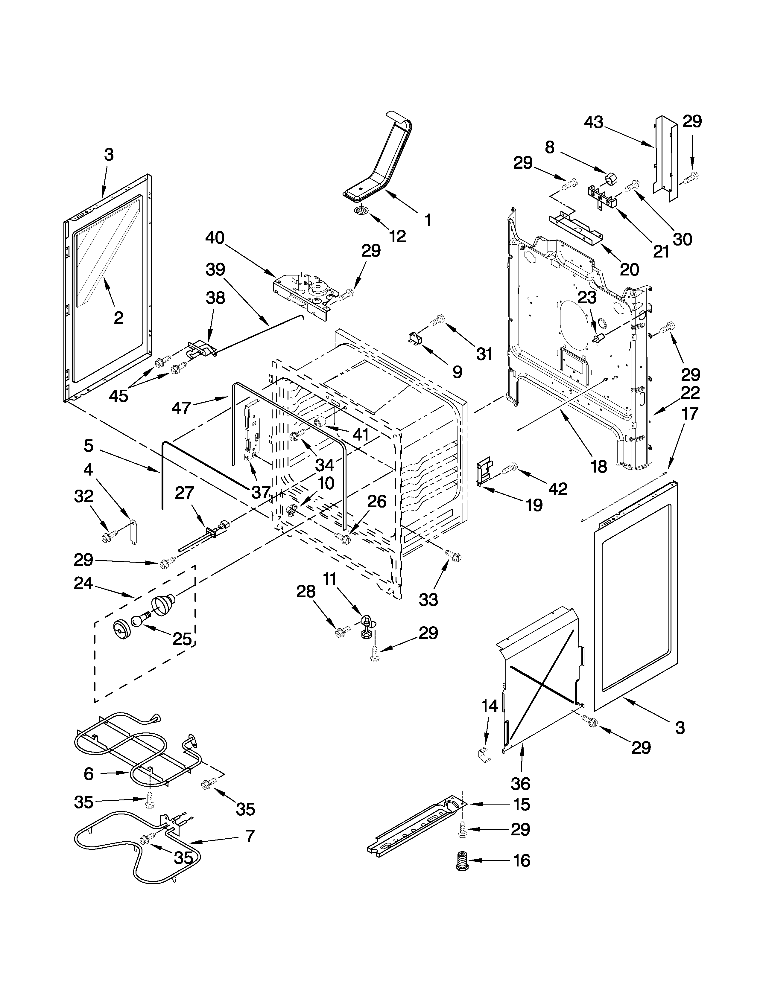 Maytag YMER7651WW1 chassis parts diagram