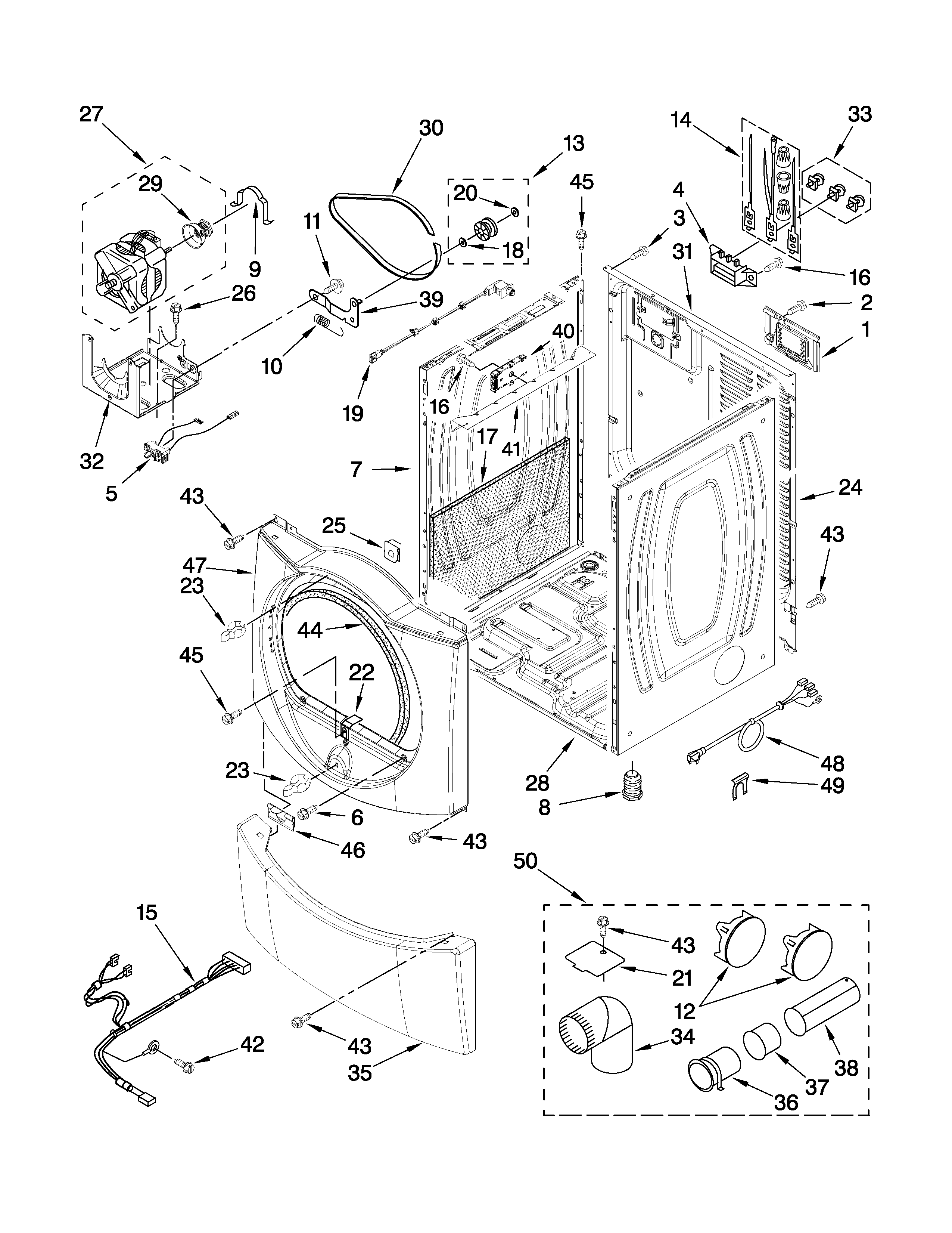 Whirlpool YWED9750WR0 cabinet parts diagram