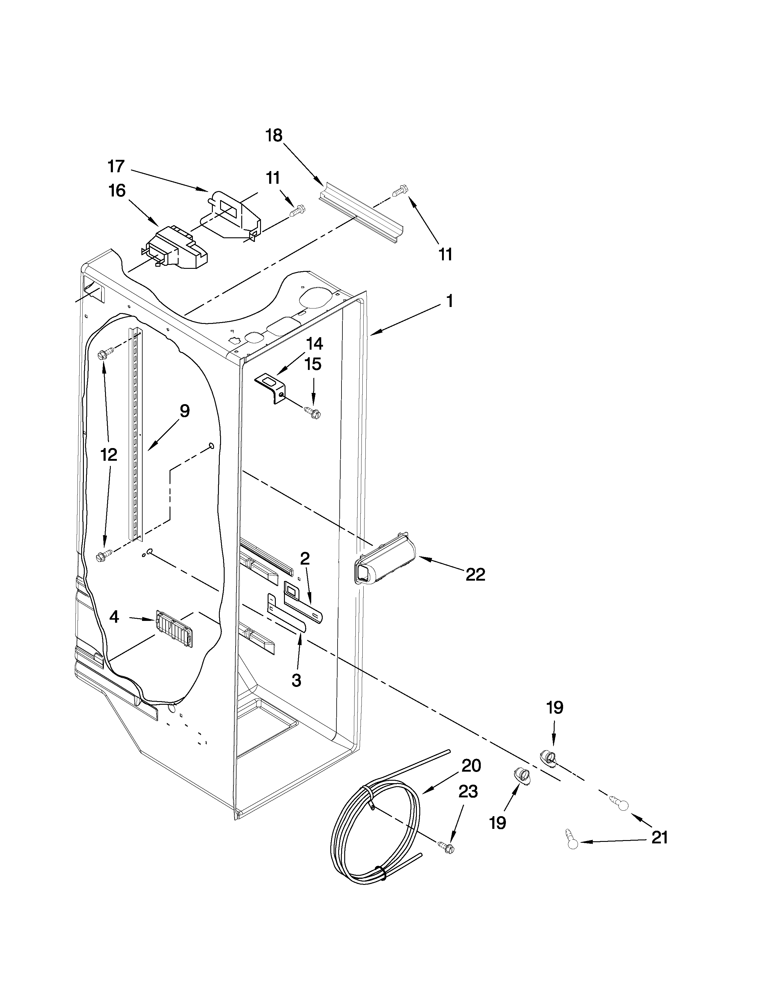 KitchenAid KSRG25FVWH02 refrigerator liner parts diagram