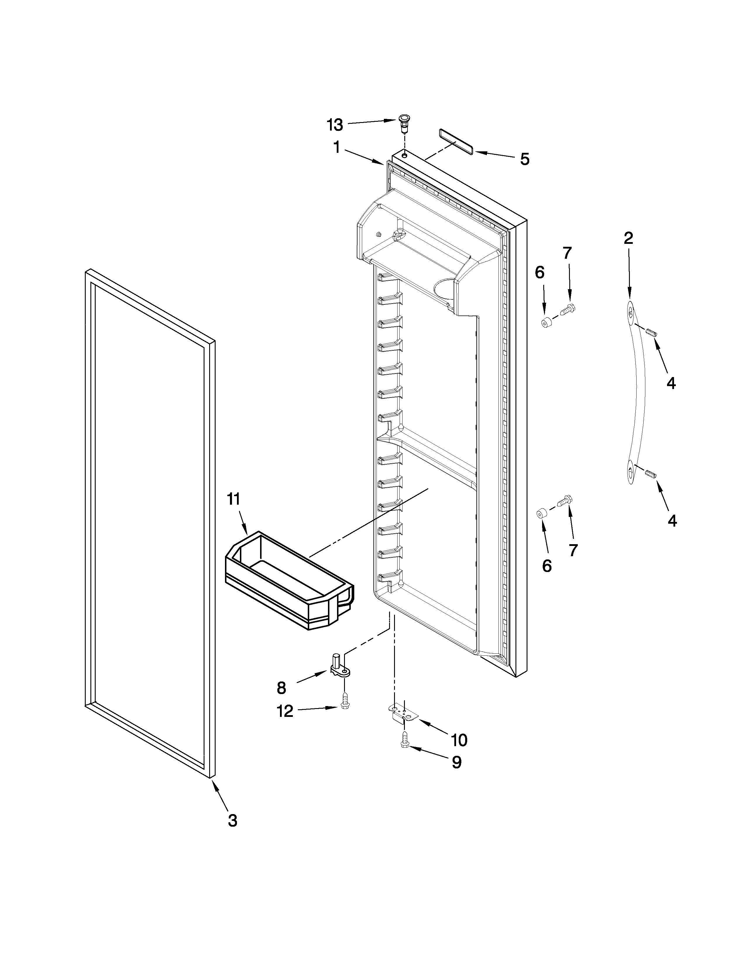 KitchenAid KSRG25FVWH02 refrigerator door parts diagram