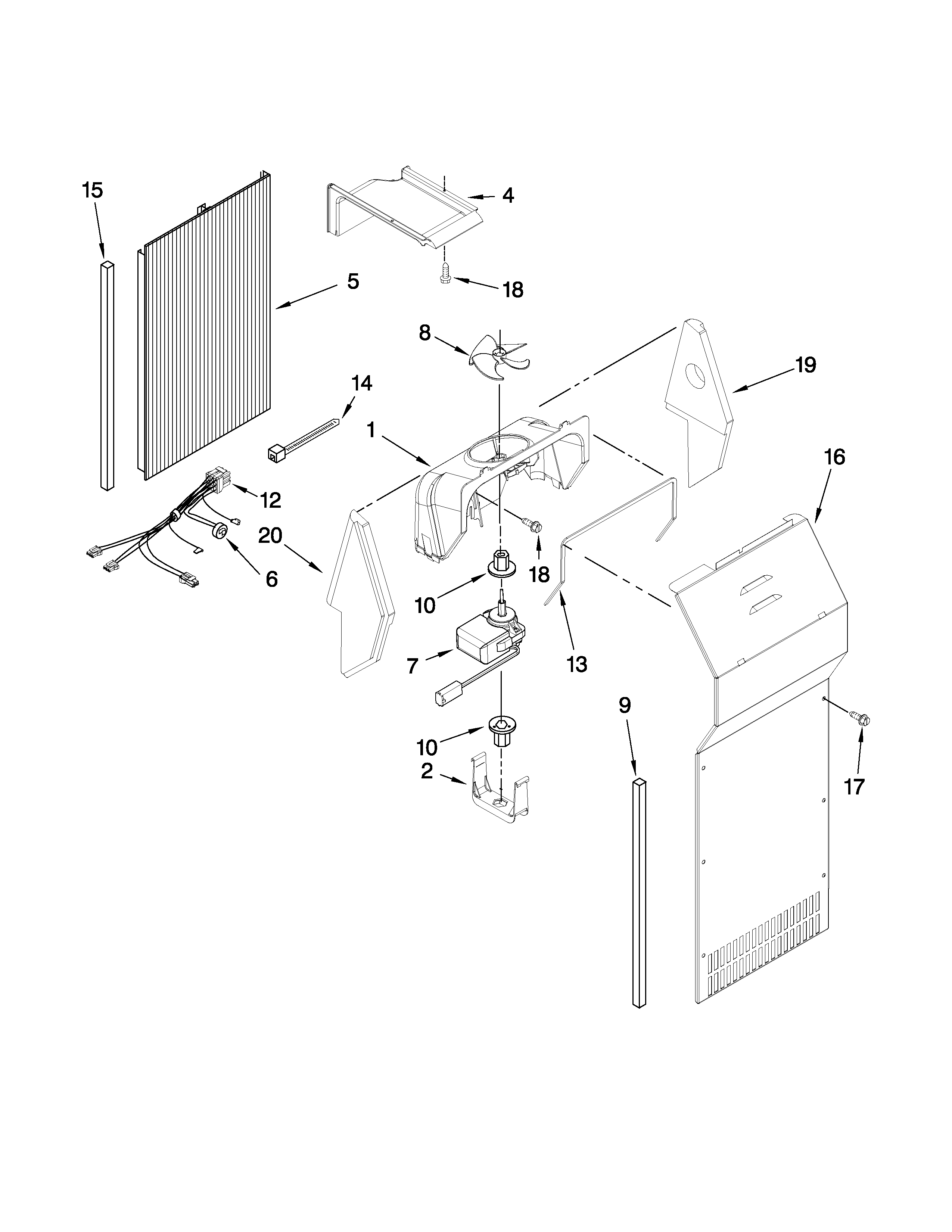 KitchenAid KSRG25FVWH02 air flow parts diagram