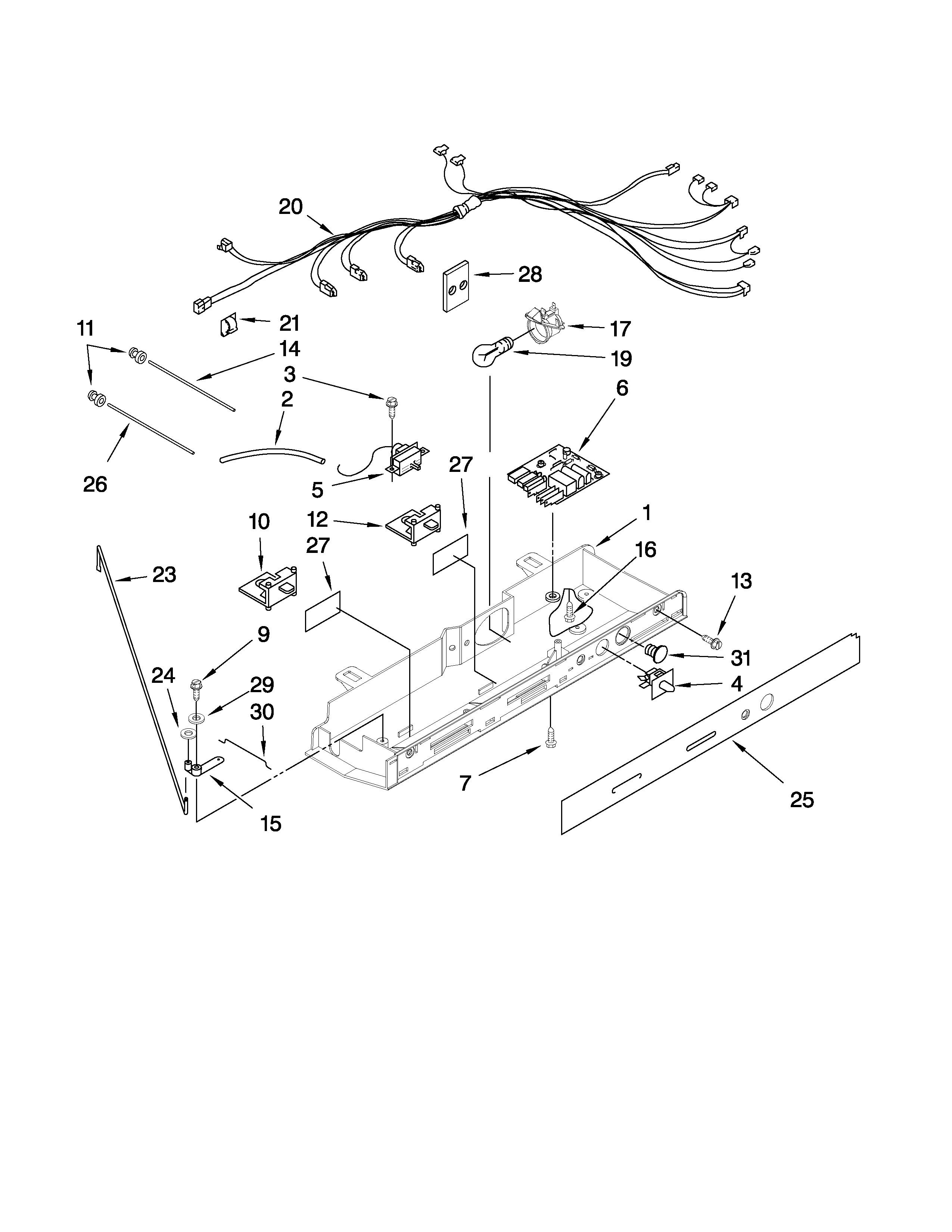 KitchenAid KSRG25FVWH02 control parts diagram