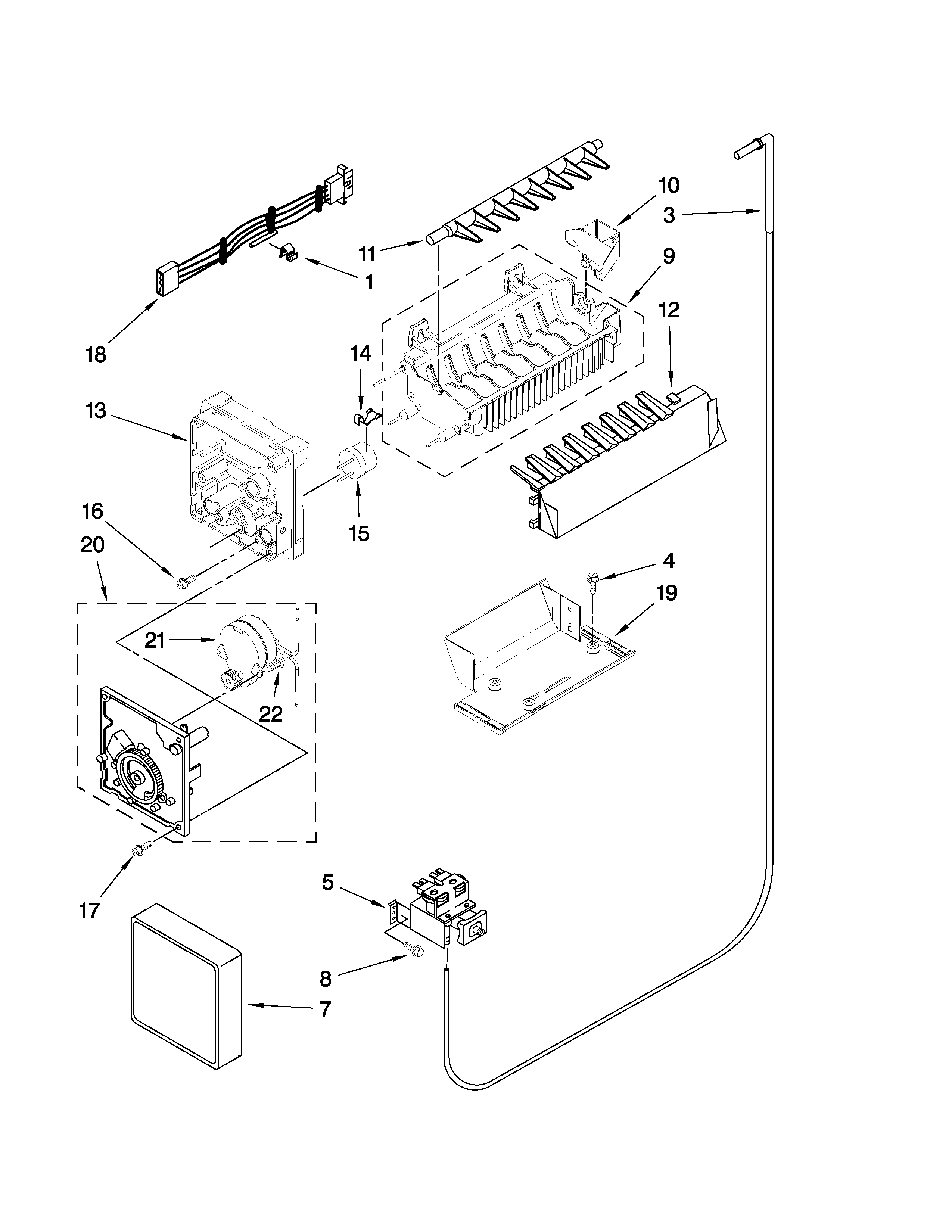 KitchenAid KSRG25FVWH02 icemaker parts diagram