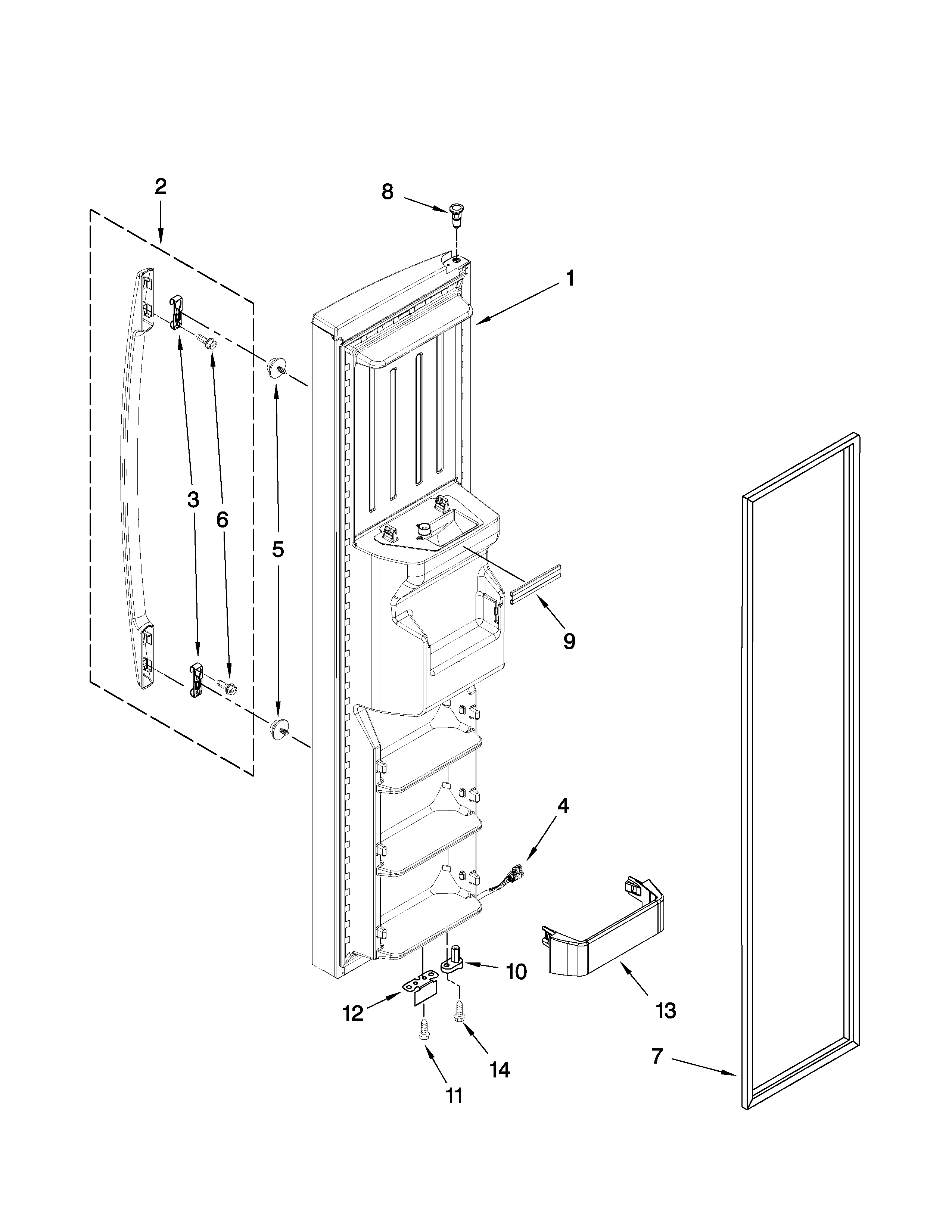 Maytag MSD2553WEB00 freezer door parts diagram