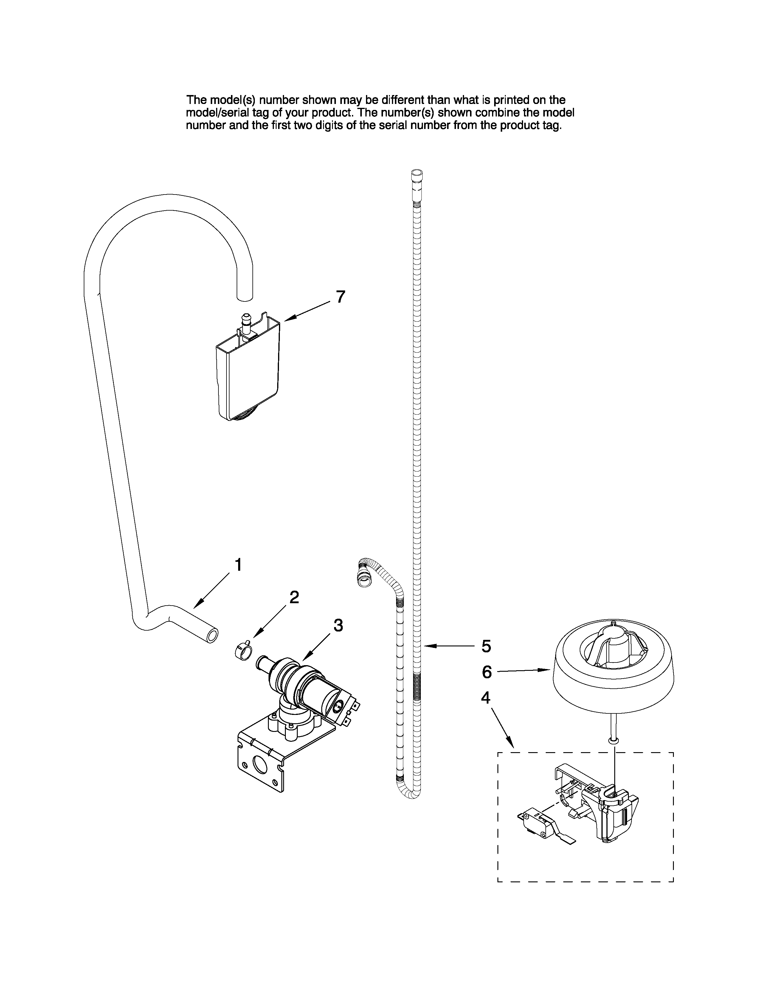 Maytag MDBTT60AWB0 fill and overfill parts diagram