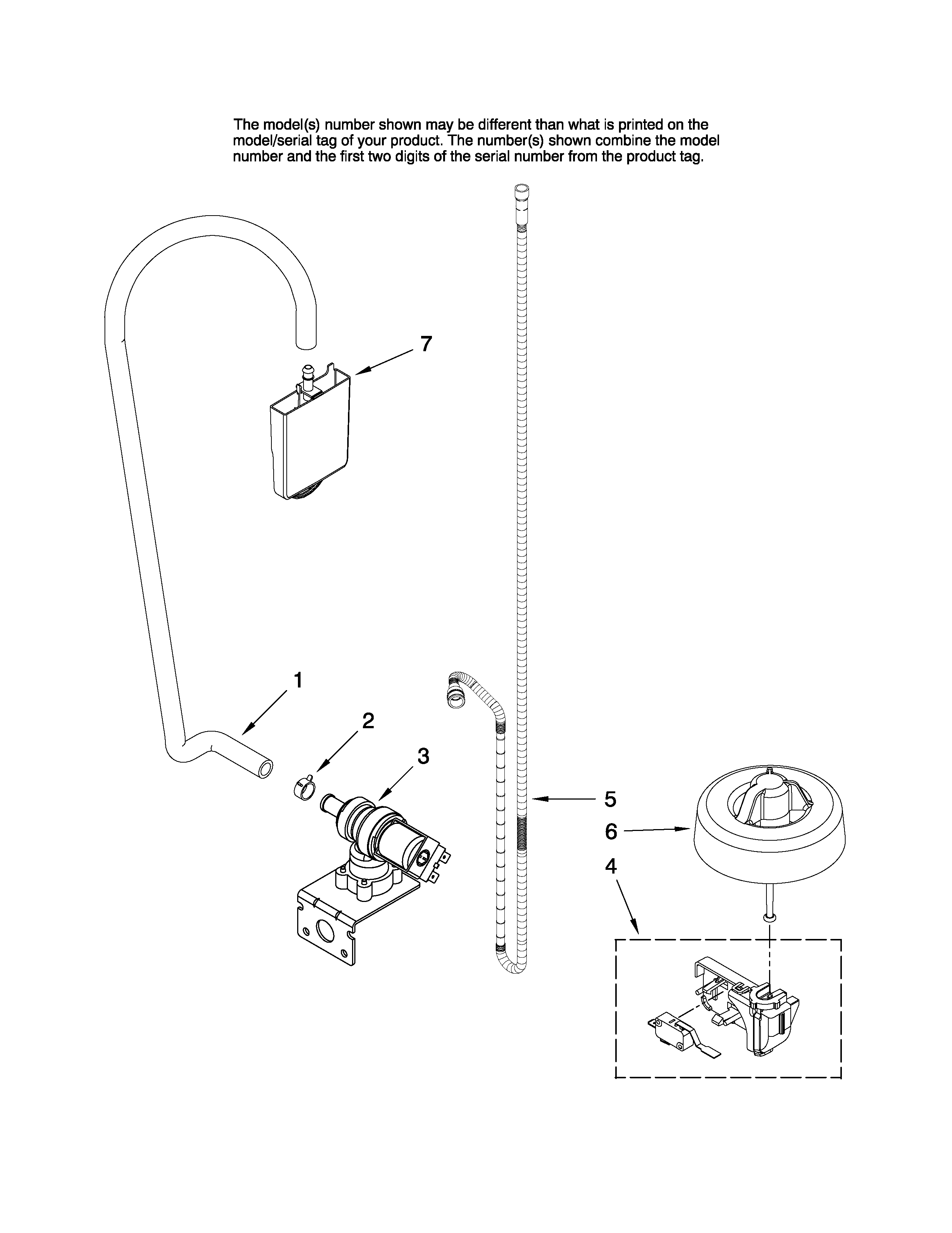 Magic Chef CDB1500AWB3 fill and overfill parts diagram