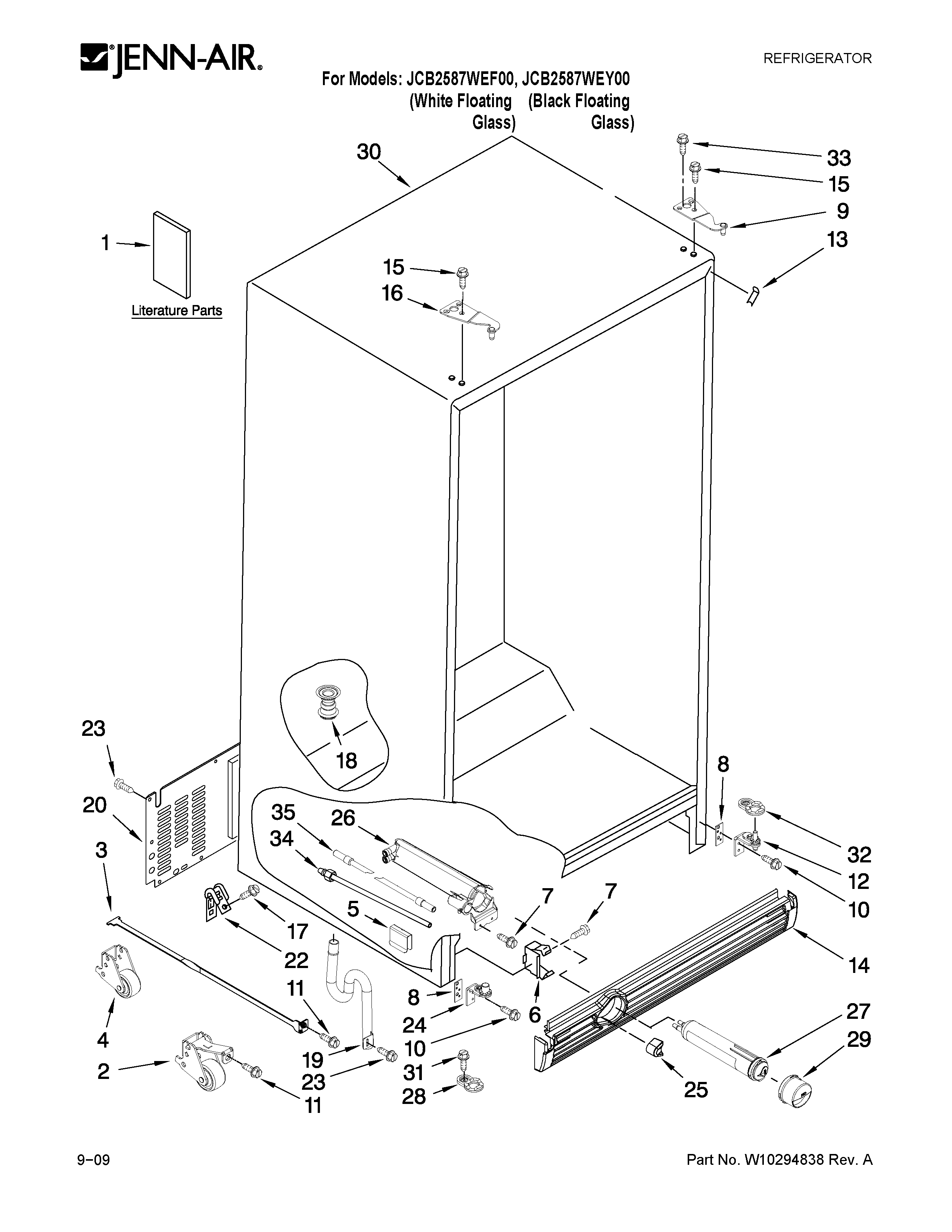 Jenn-Air JCB2587WEF00 cabinet parts diagram