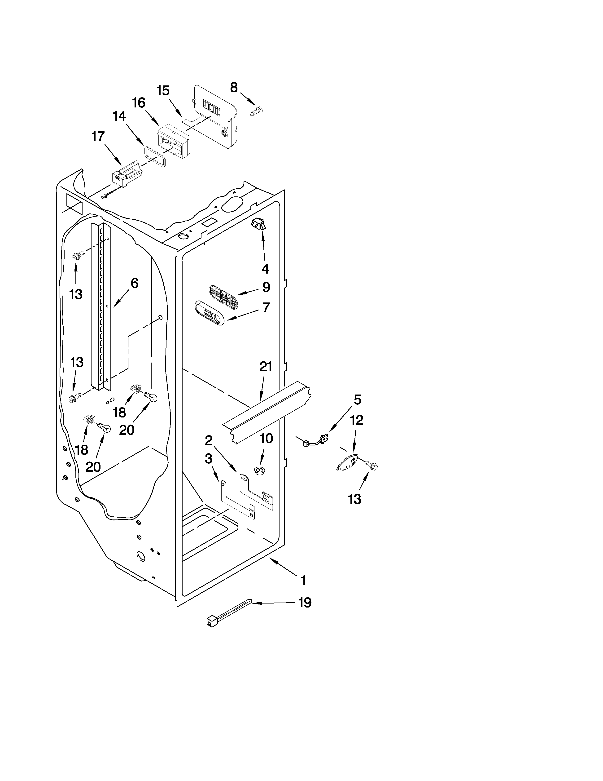 Jenn-Air JCB2587WEF00 refrigerator liner parts diagram