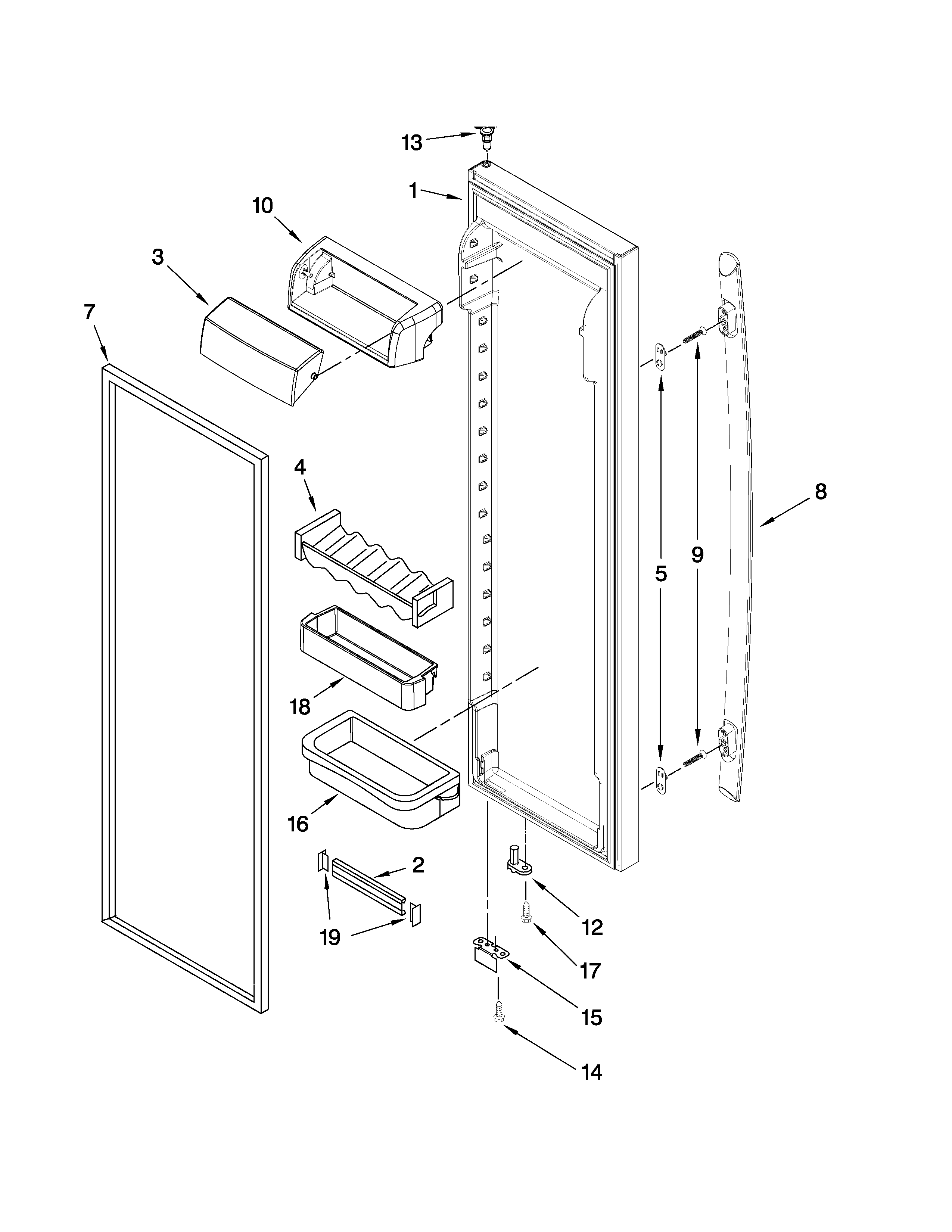Jenn-Air JCB2587WEF00 refrigerator door parts diagram