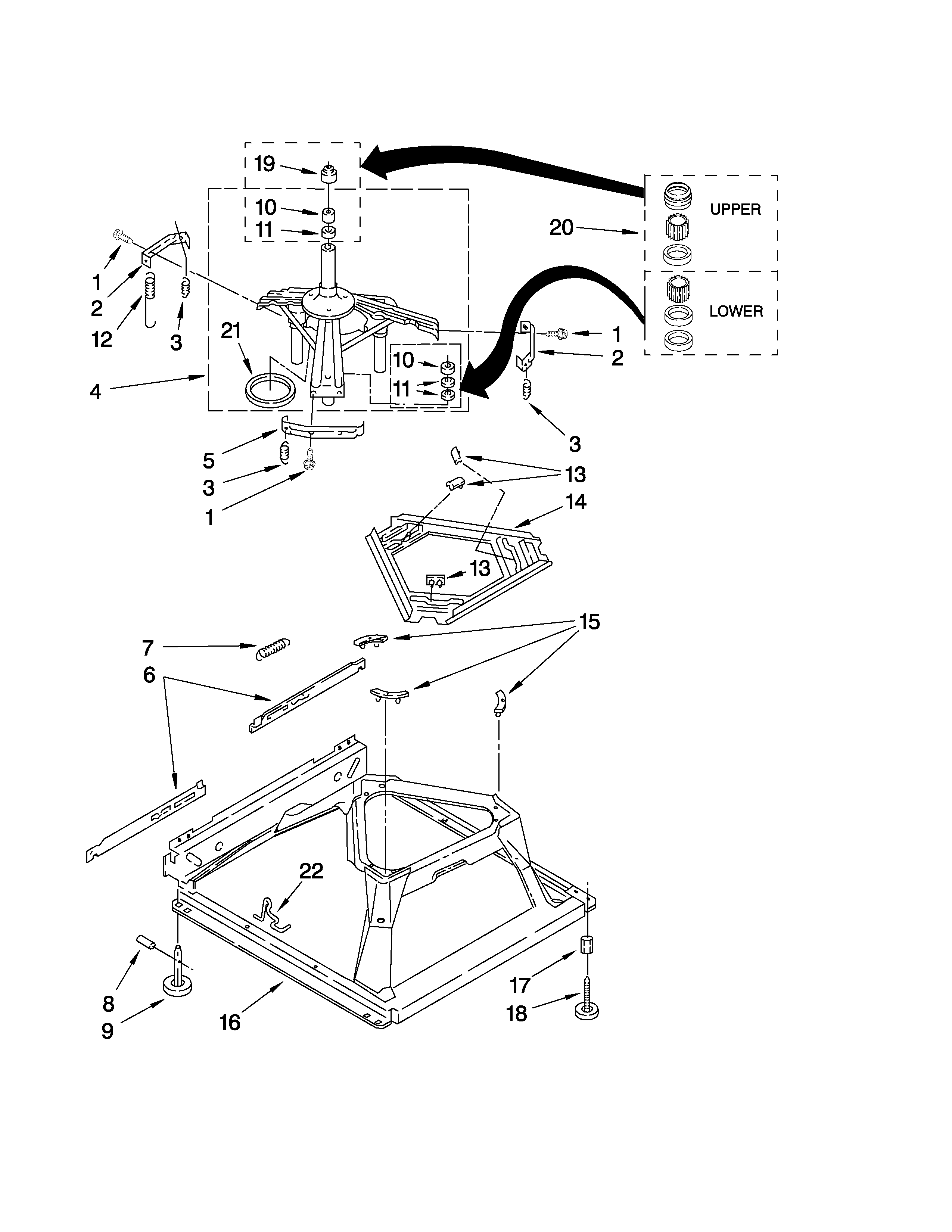 Whirlpool 7MWC87730TM1 machine base parts diagram