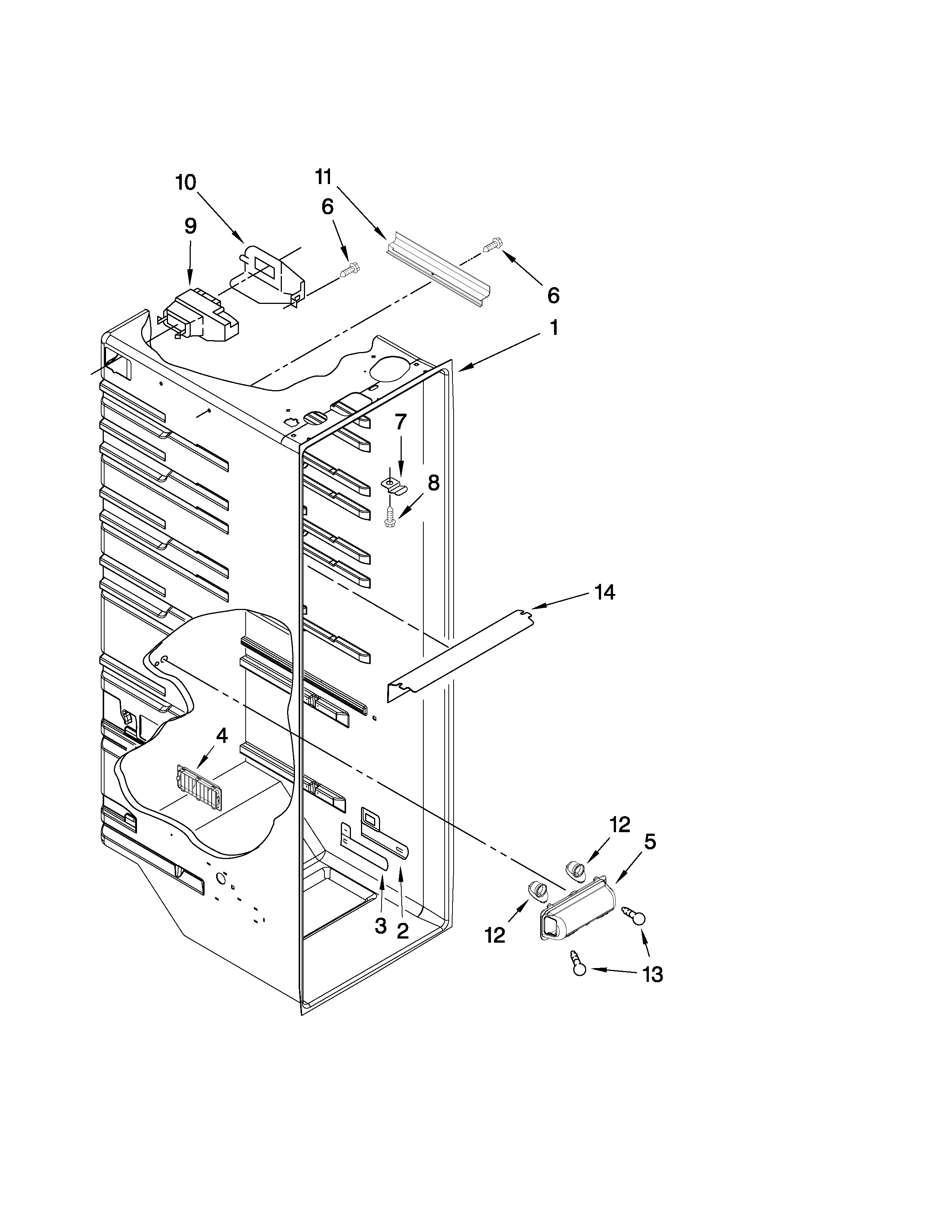 Whirlpool 8ED5FHKXVY01 refrigerator liner parts diagram