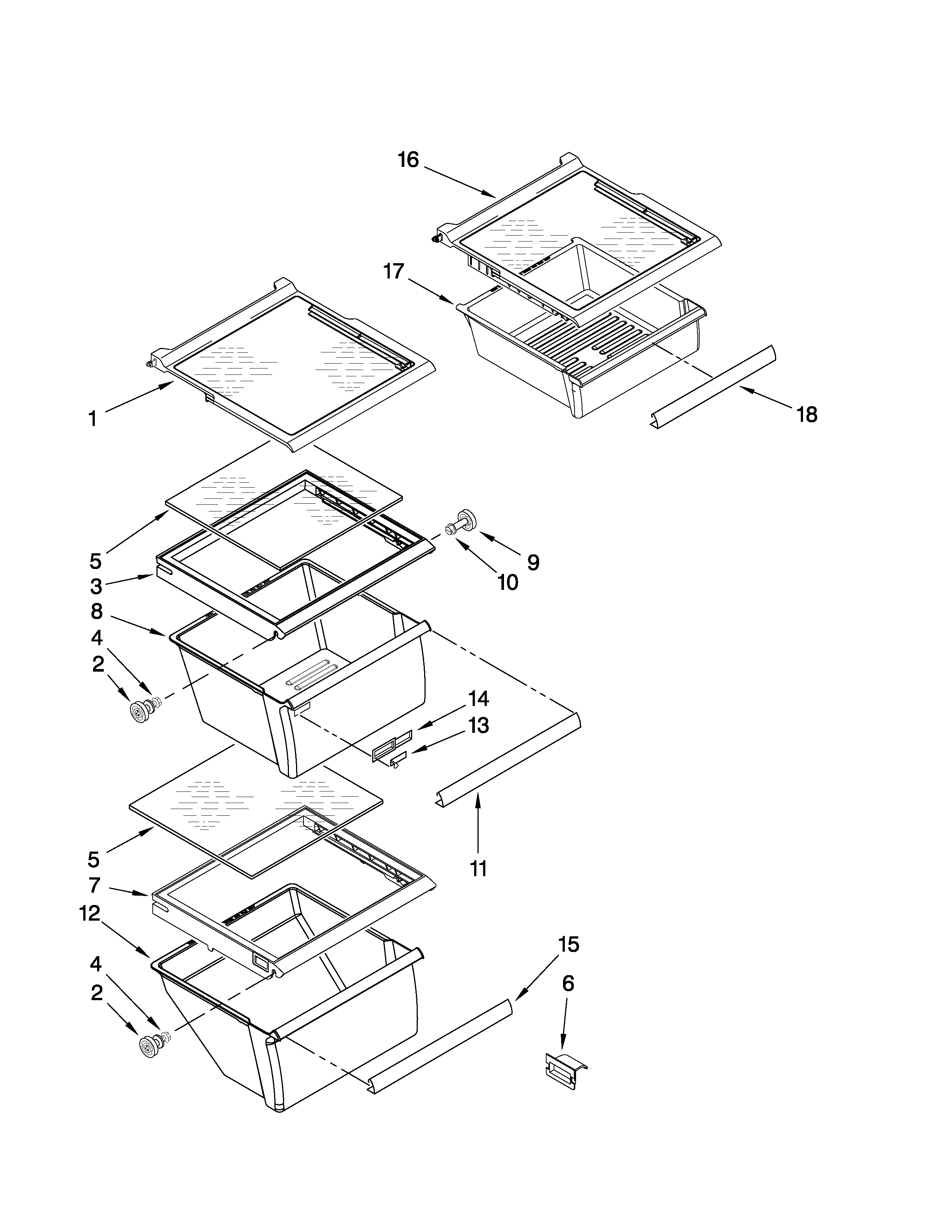 Whirlpool 8ED5FHKXVY01 refrigerator shelf parts diagram