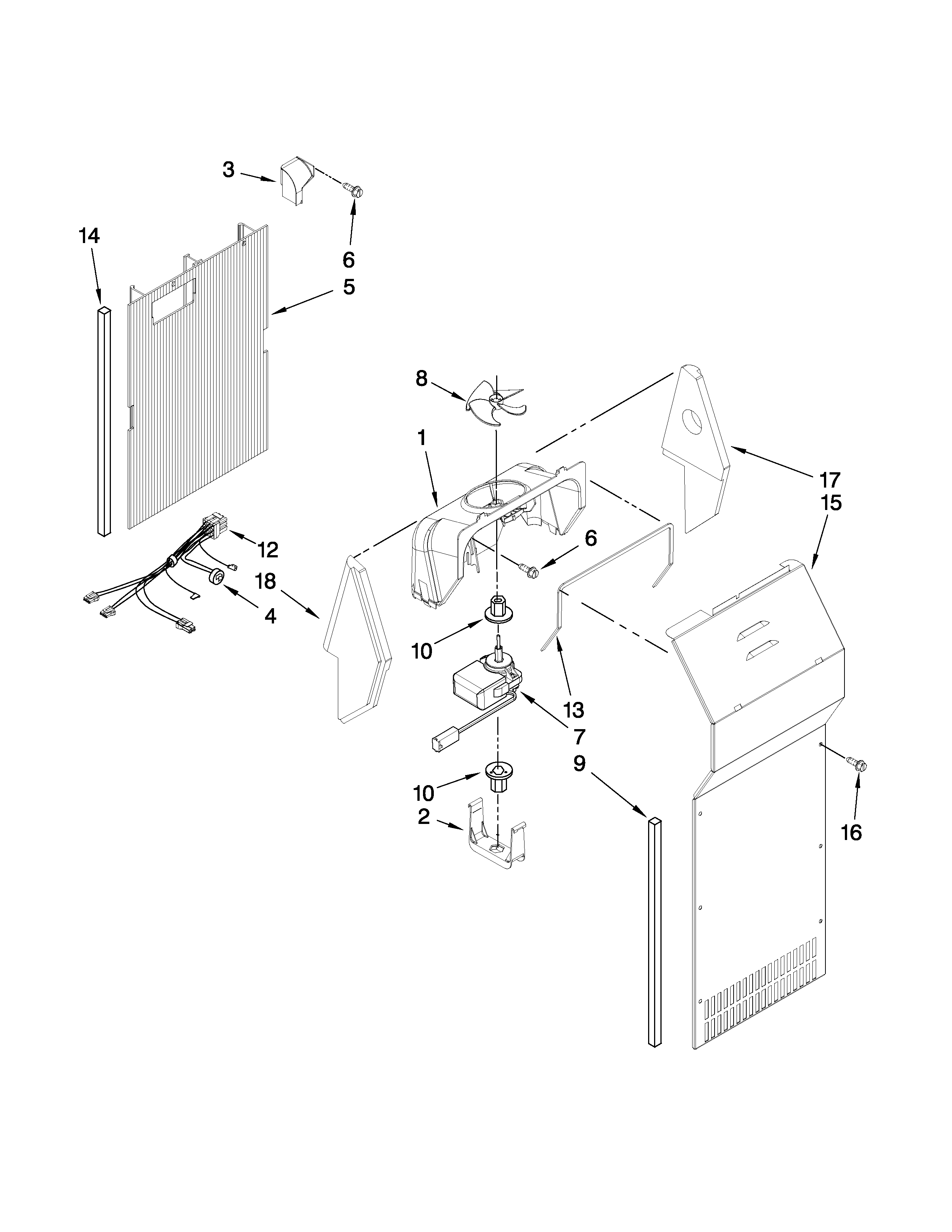 Whirlpool 8ED5FHKXVY01 air flow parts diagram