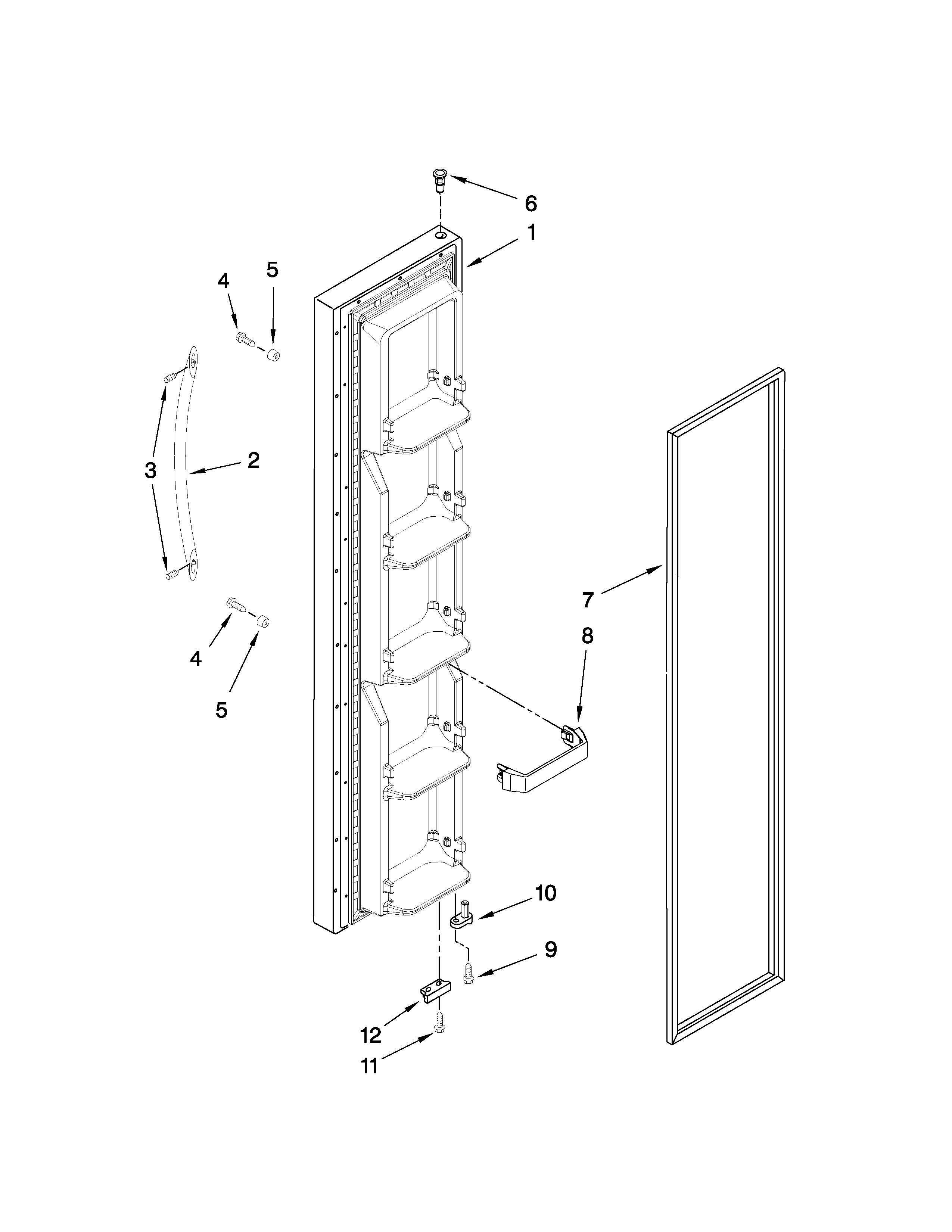 Whirlpool 8ED5FHKXVY01 freezer door parts diagram