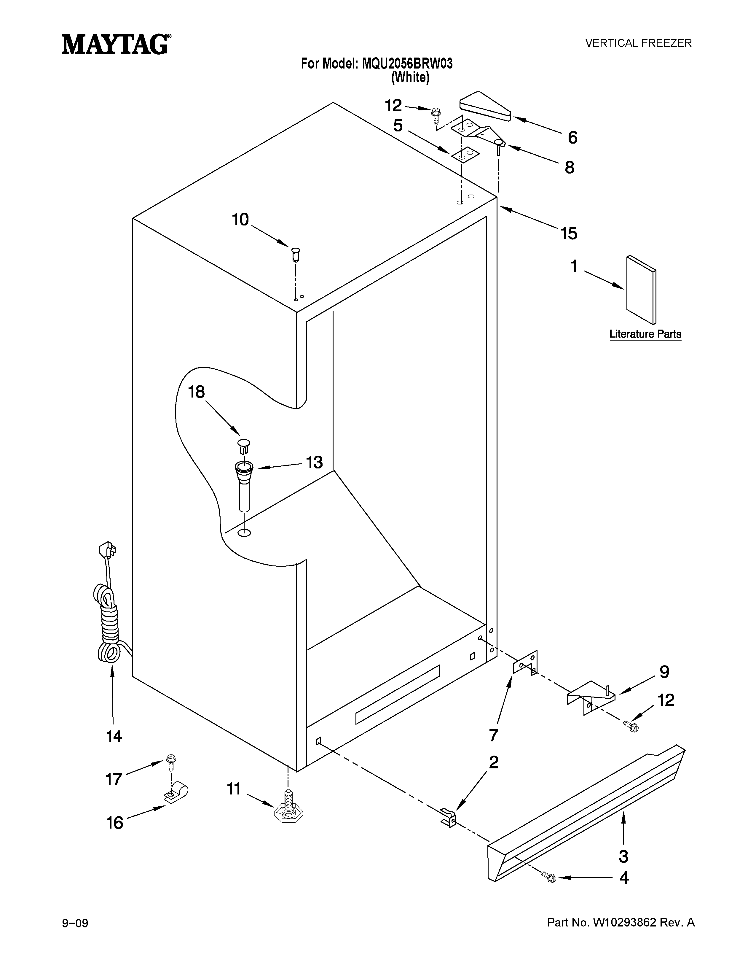 Maytag MQU2056BRW03 cabinet parts diagram