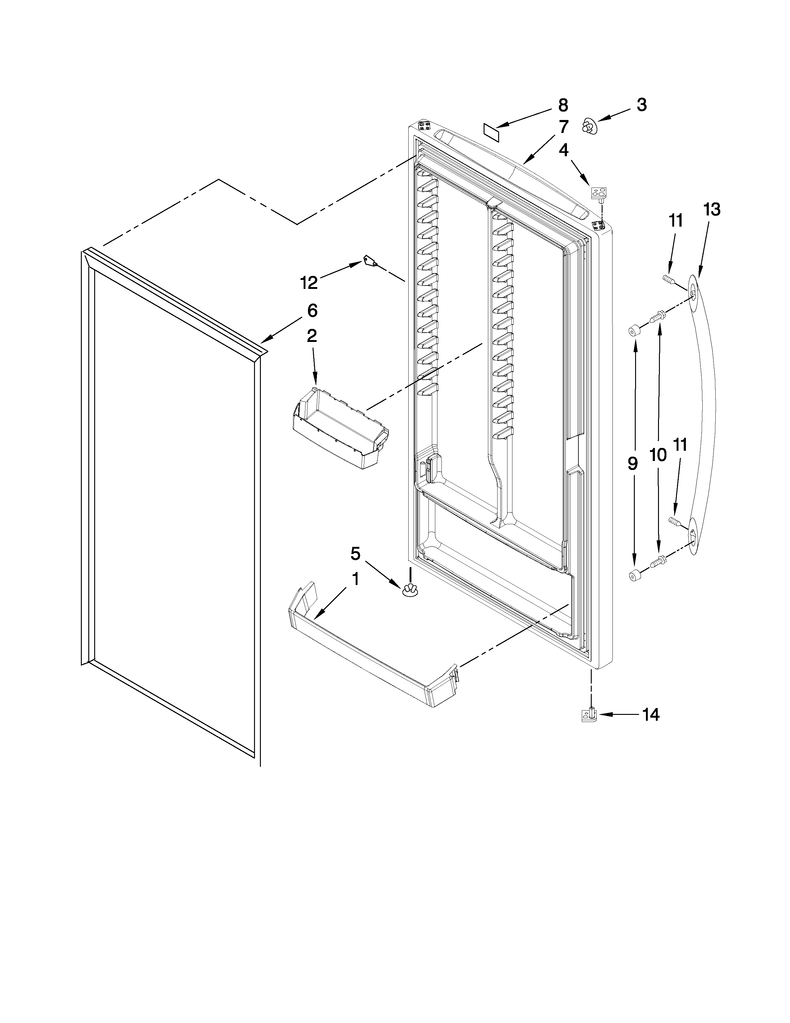 Maytag MQU2056BRW03 door parts diagram