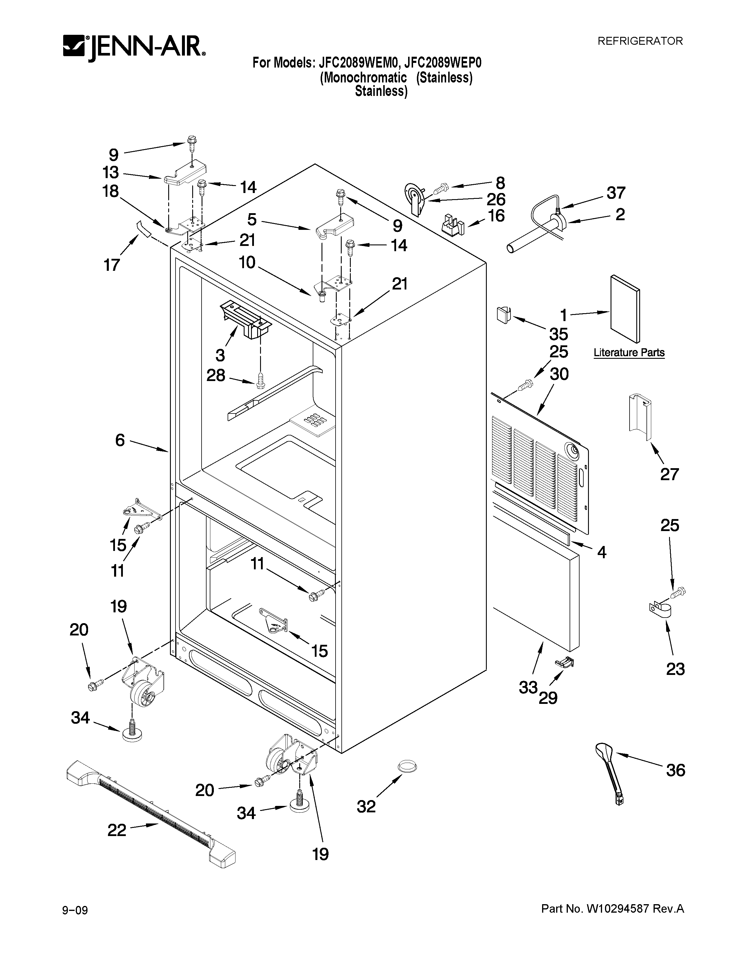 Jenn-Air JFC2089WEM0 cabinet parts diagram