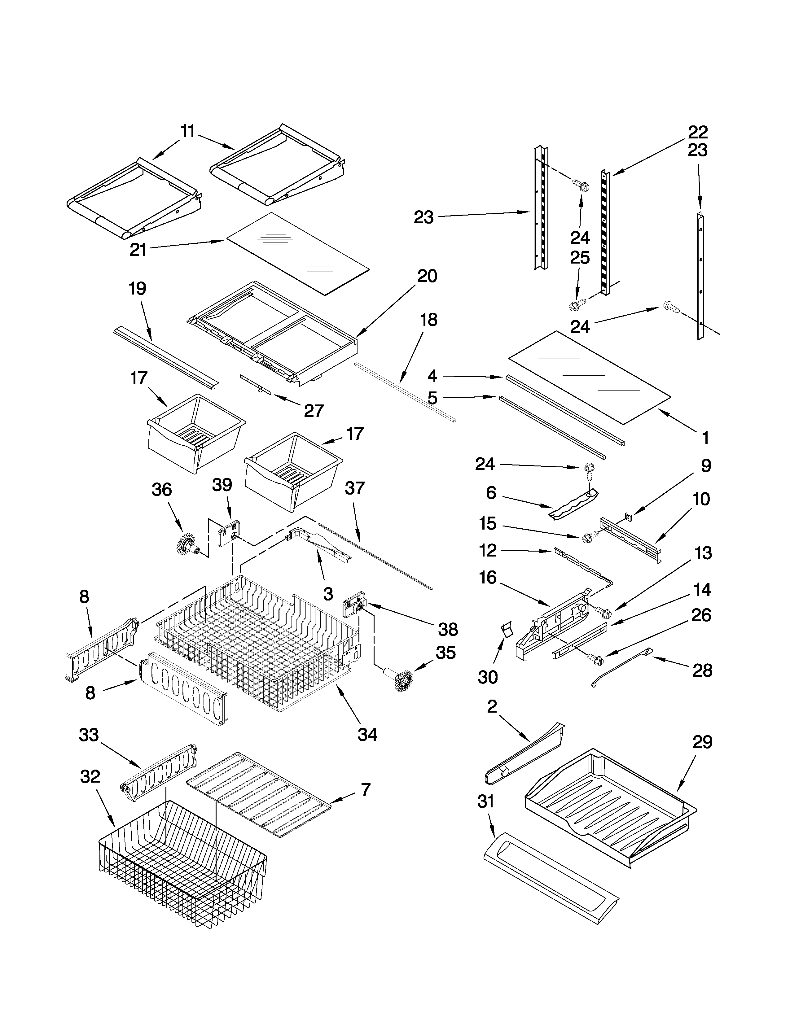 Jenn-Air JFC2089WEM0 shelf parts diagram