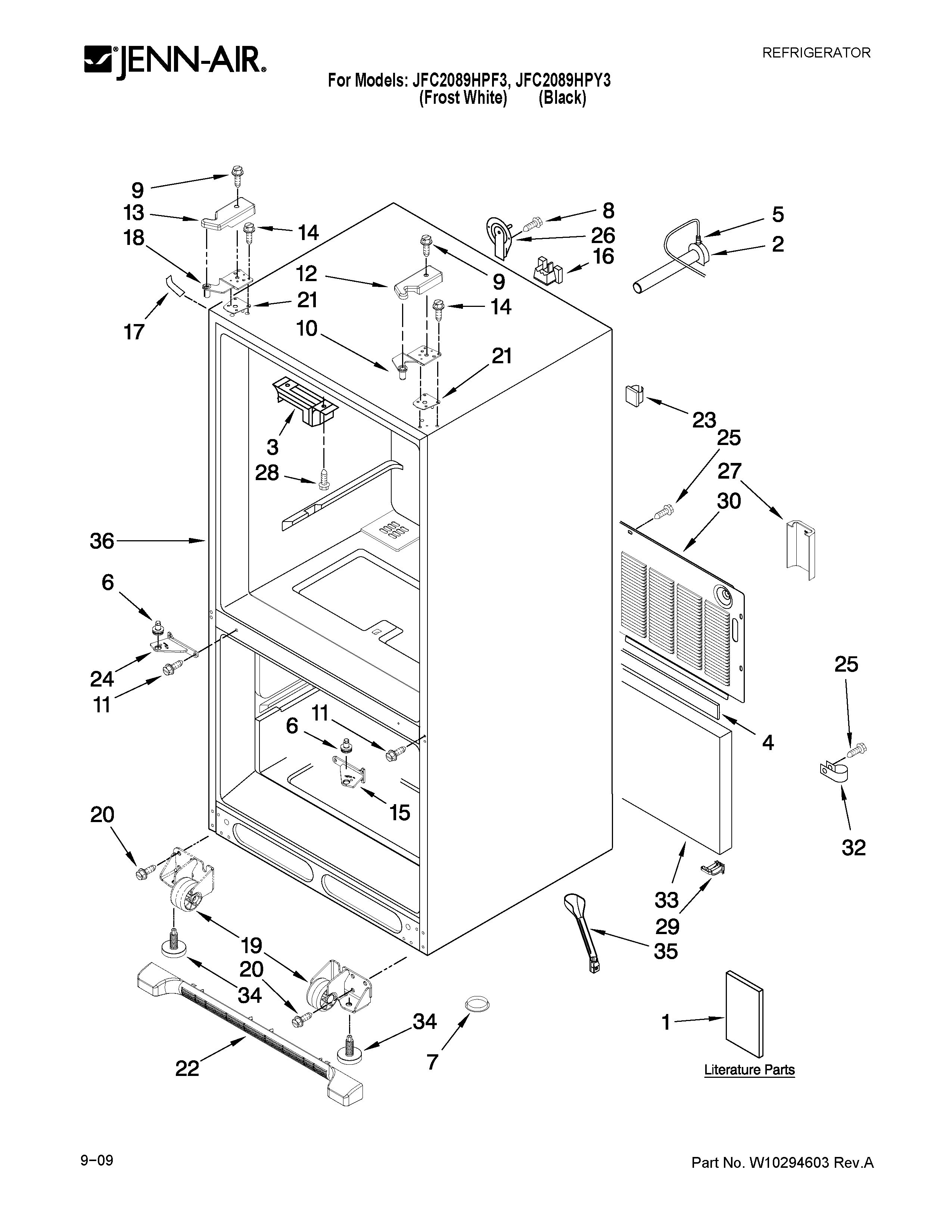 Jenn-Air JFC2089HPF3 cabinet parts diagram