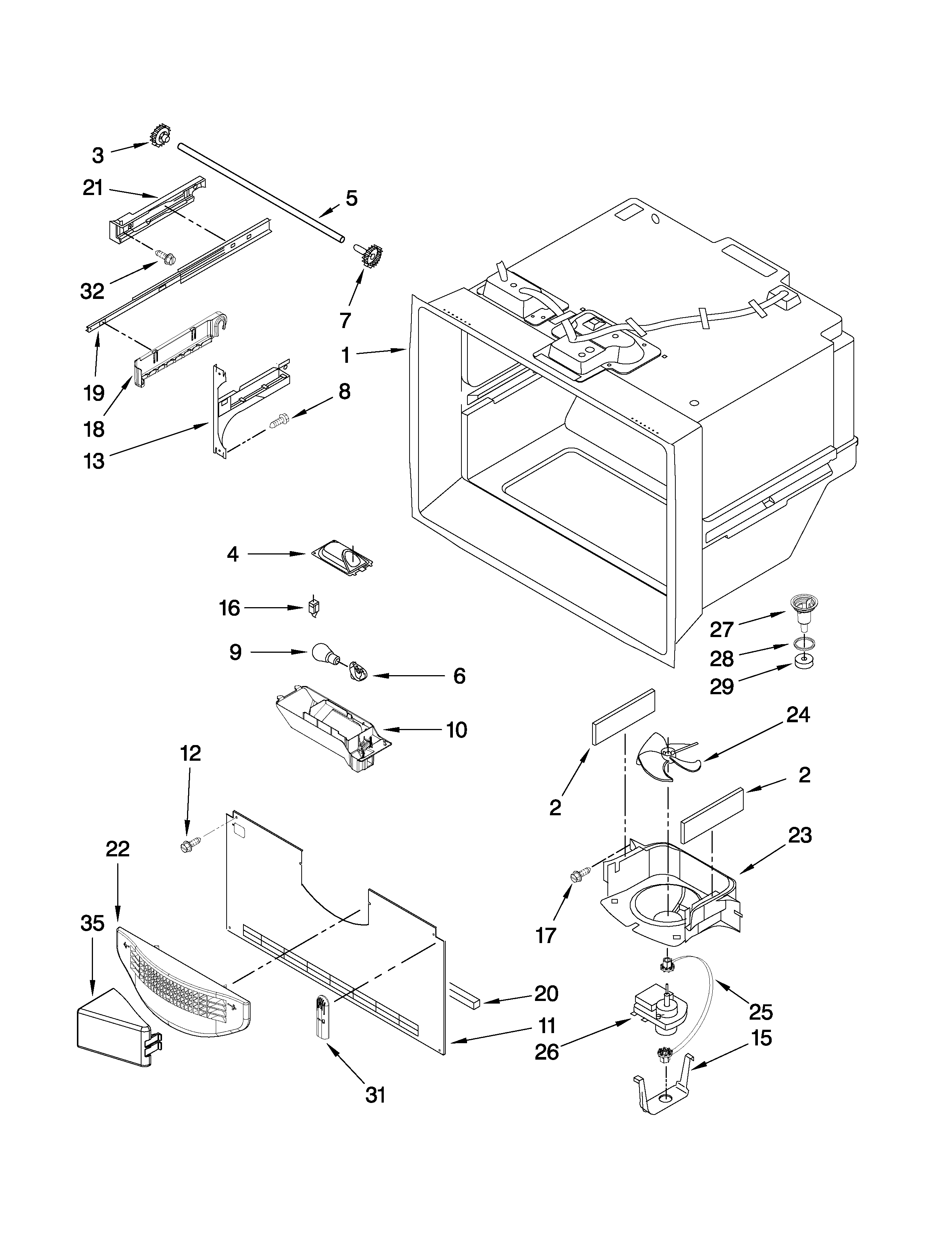Jenn-Air JFC2089HPF3 freezer liner parts diagram