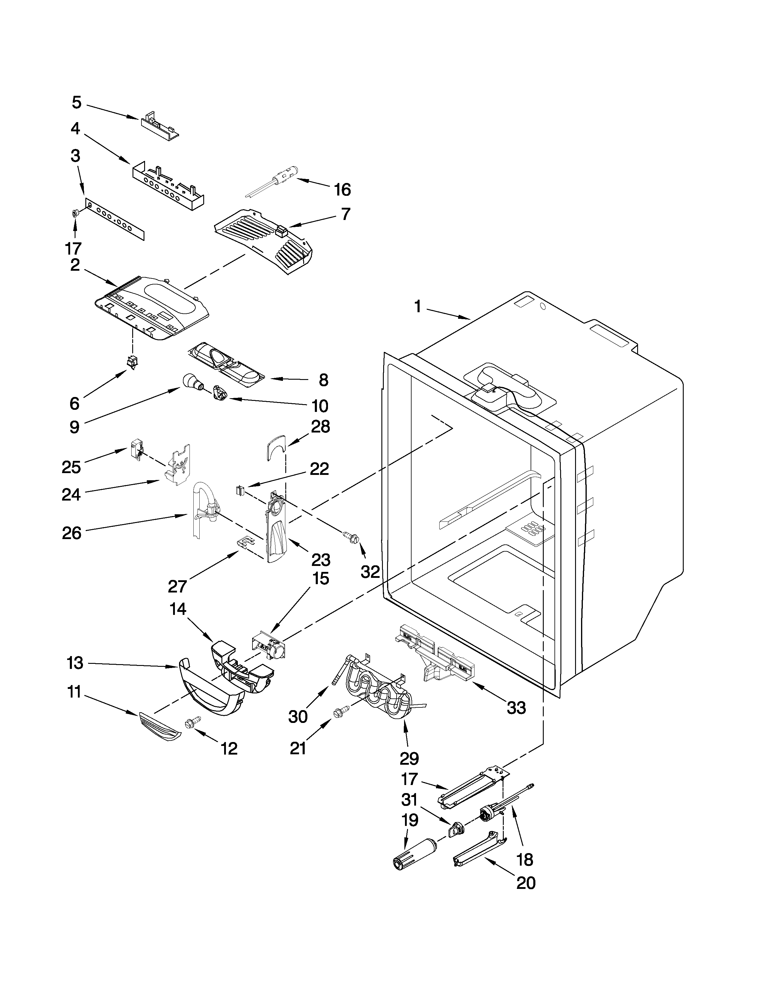 Jenn-Air JFC2089HPF3 refrigerator liner parts diagram