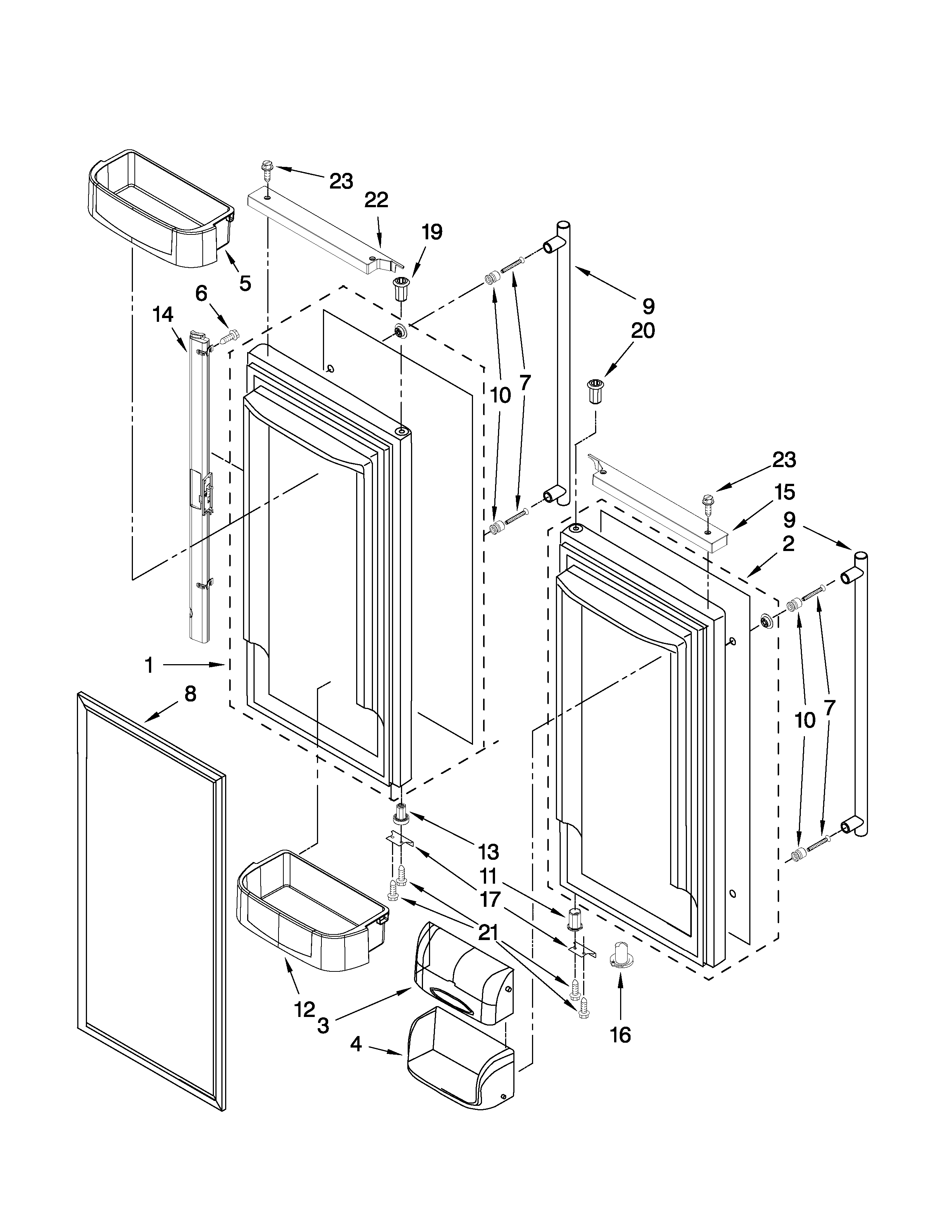 Jenn-Air JFC2089HPF3 refrigerator door parts diagram