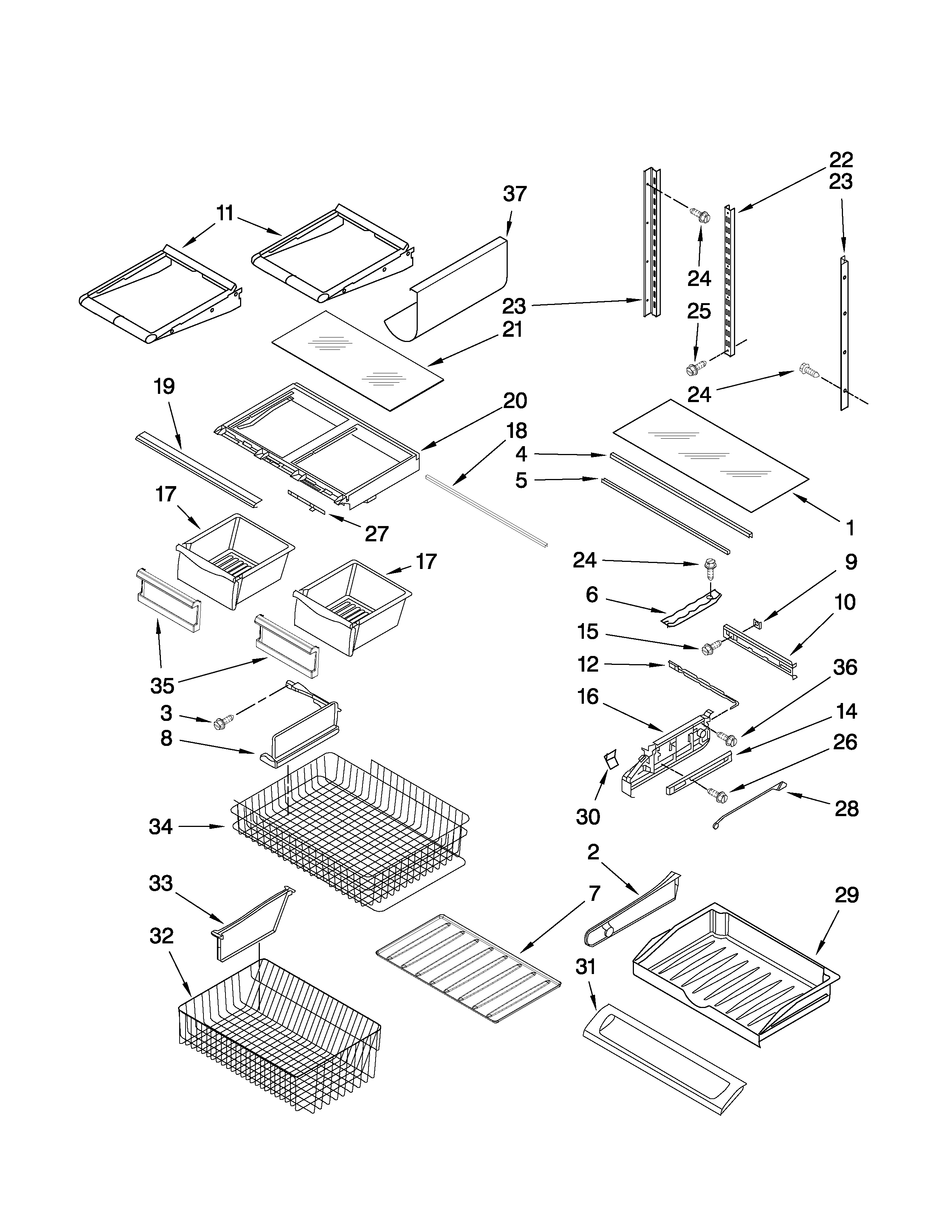 Jenn-Air JFC2089HPF3 shelf parts diagram