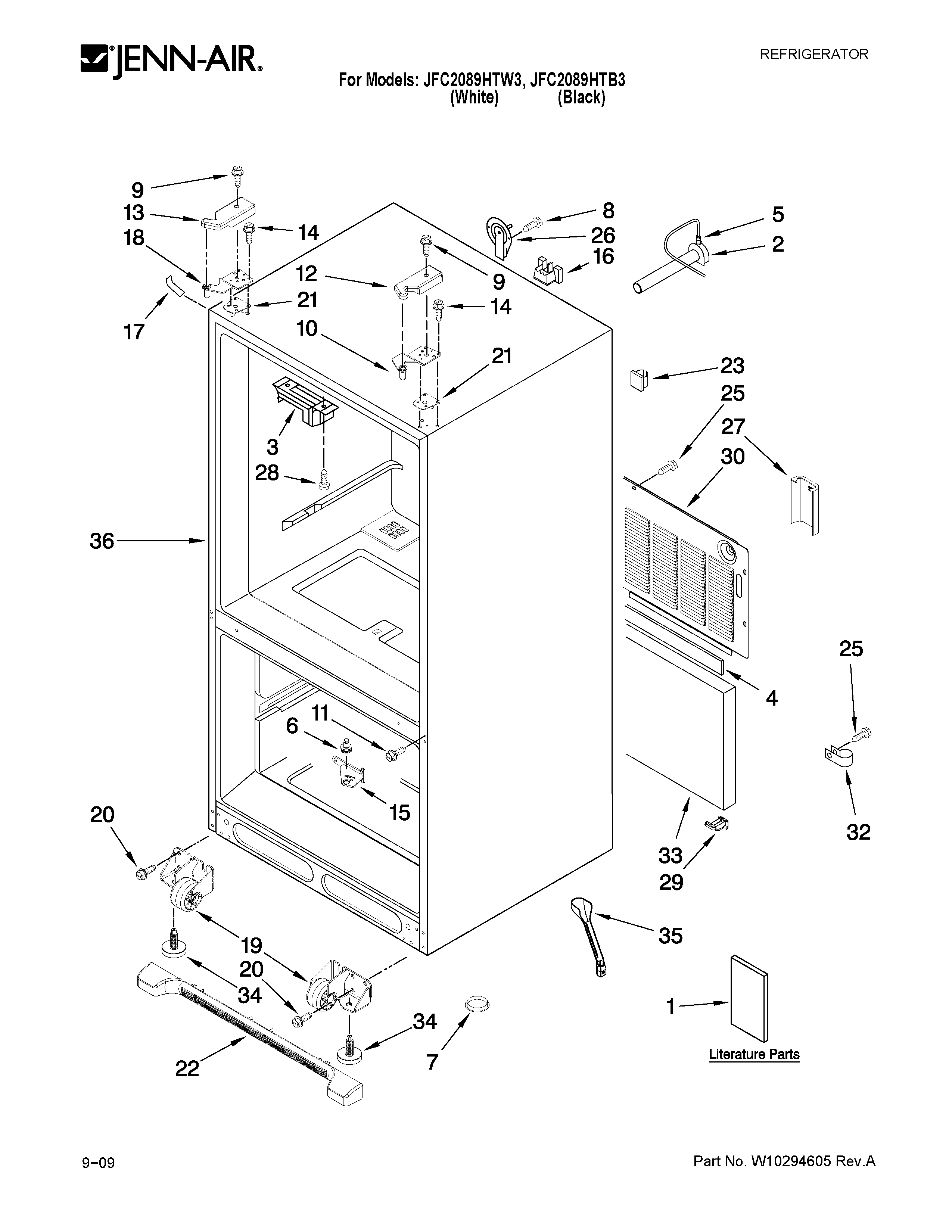 Jenn-Air JFC2089HTB3 cabinet parts diagram