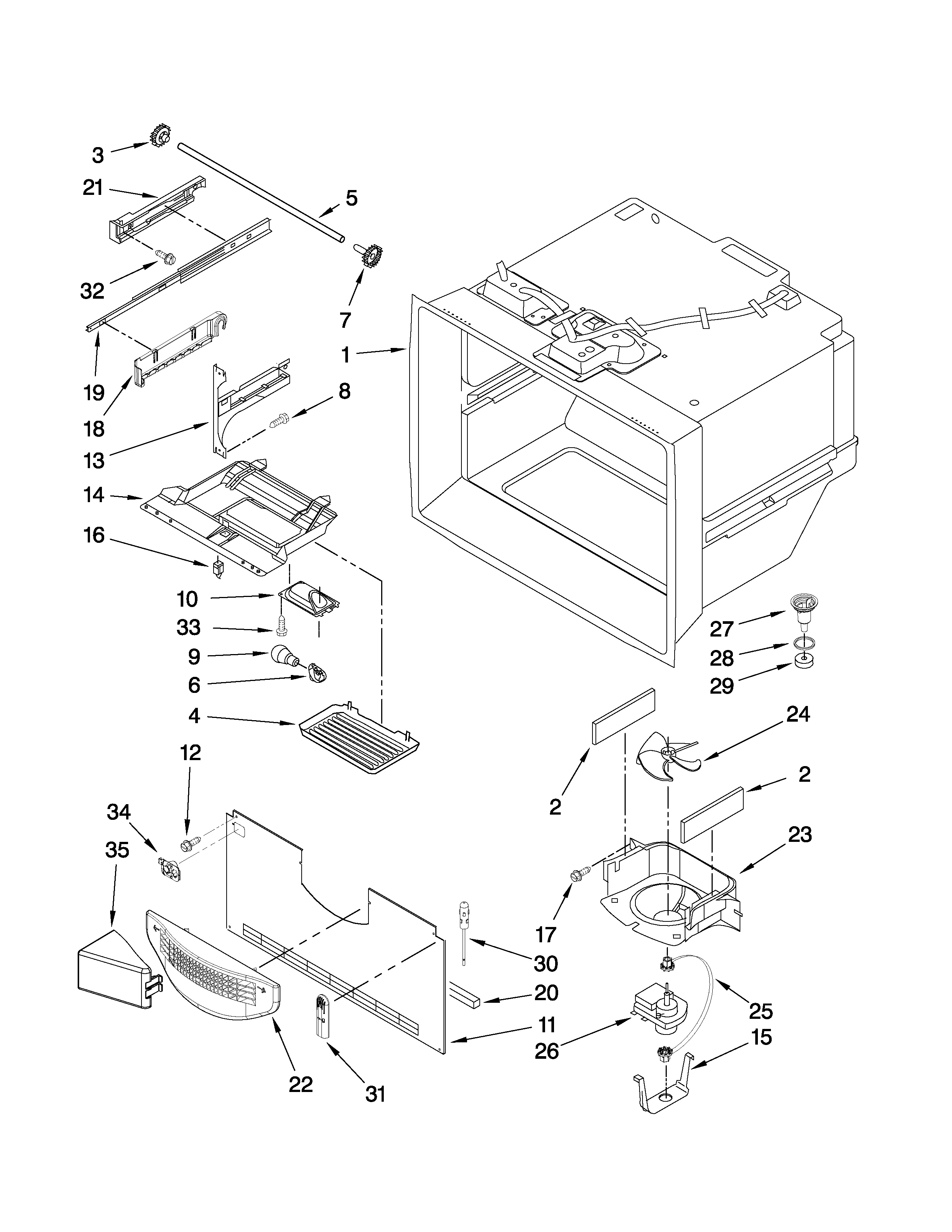 Jenn-Air JFC2089HTB3 freezer liner parts diagram