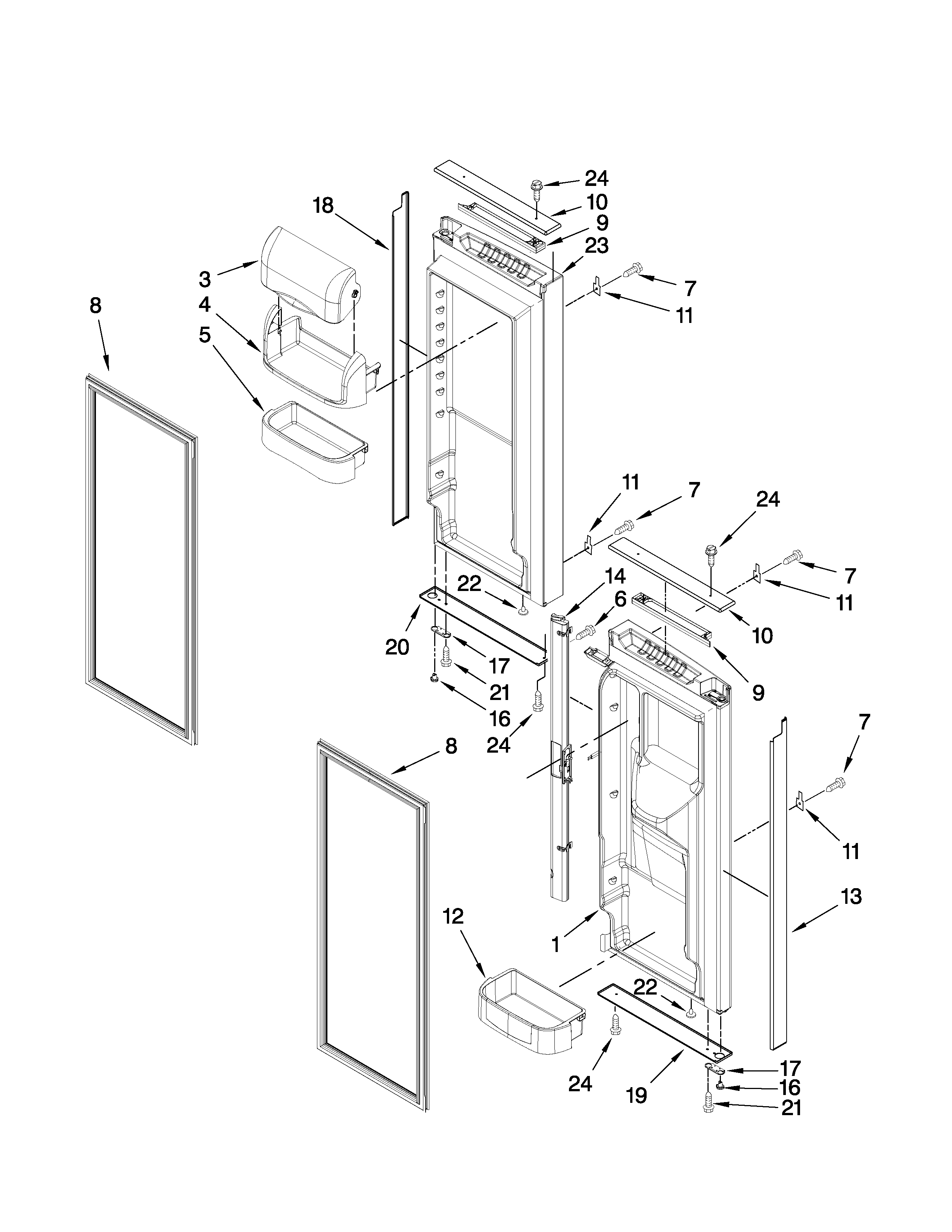 Jenn-Air JFC2089HTB3 refrigerator door parts diagram