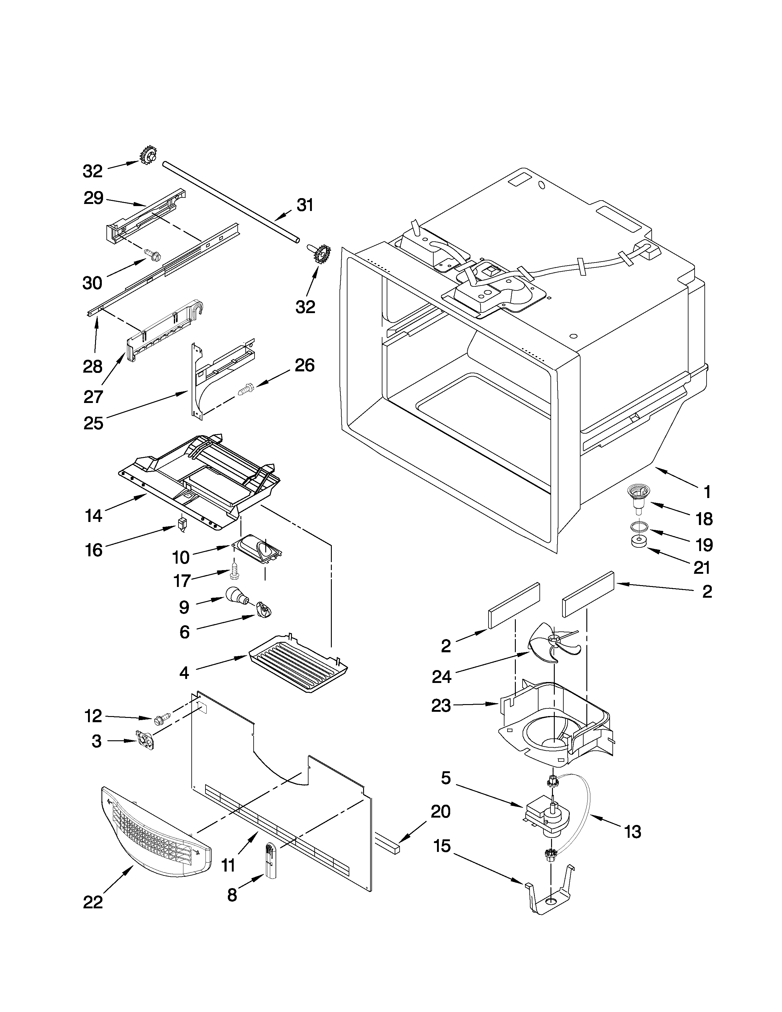 Jenn-Air JFD2589KES3 freezer liner parts diagram