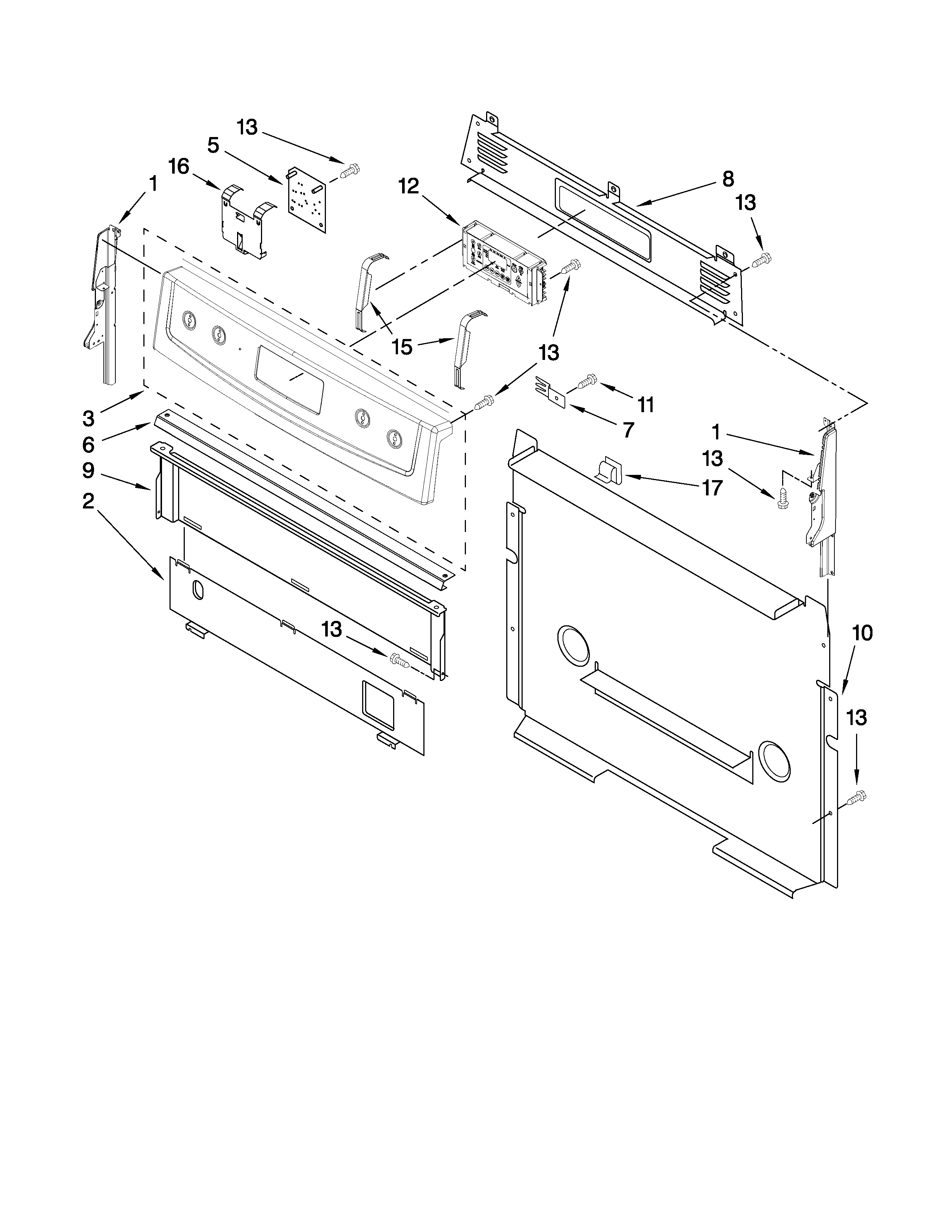 Maytag MGR7661WW1 control panel parts diagram